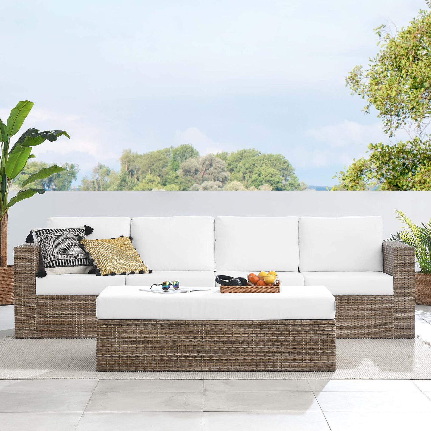 Convene Outdoor Patio Sectional Sofa and Ottoman Set