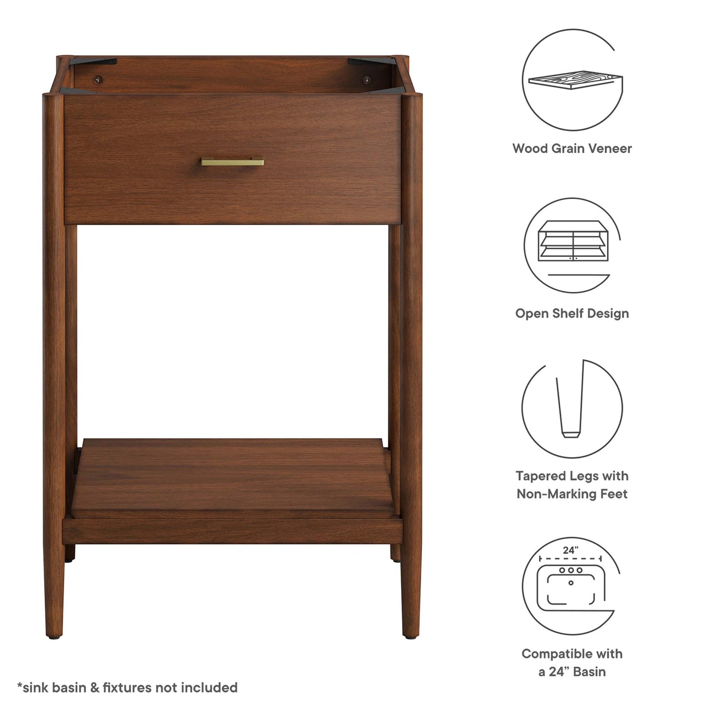 Zaire 24" Bathroom Vanity Cabinet (Sink Basin Not Included)