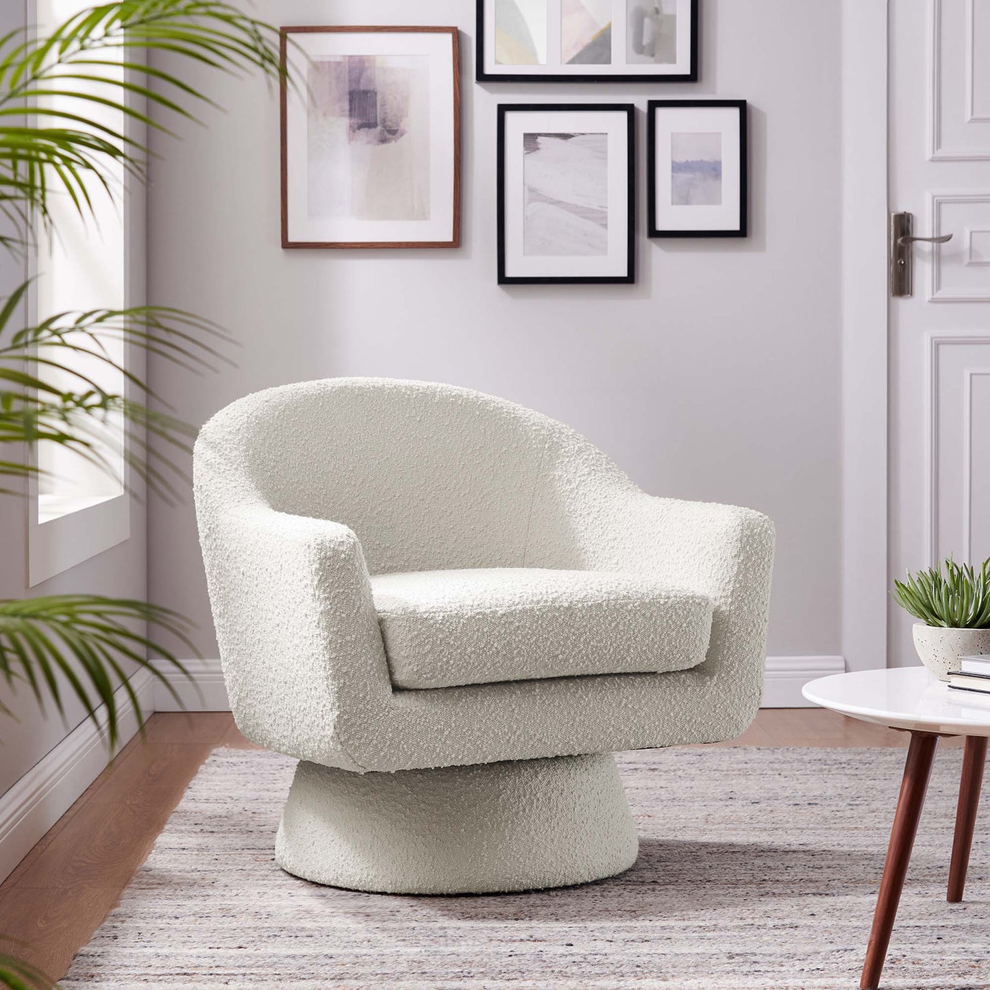 Astral Boucle Fabric Swivel Chair