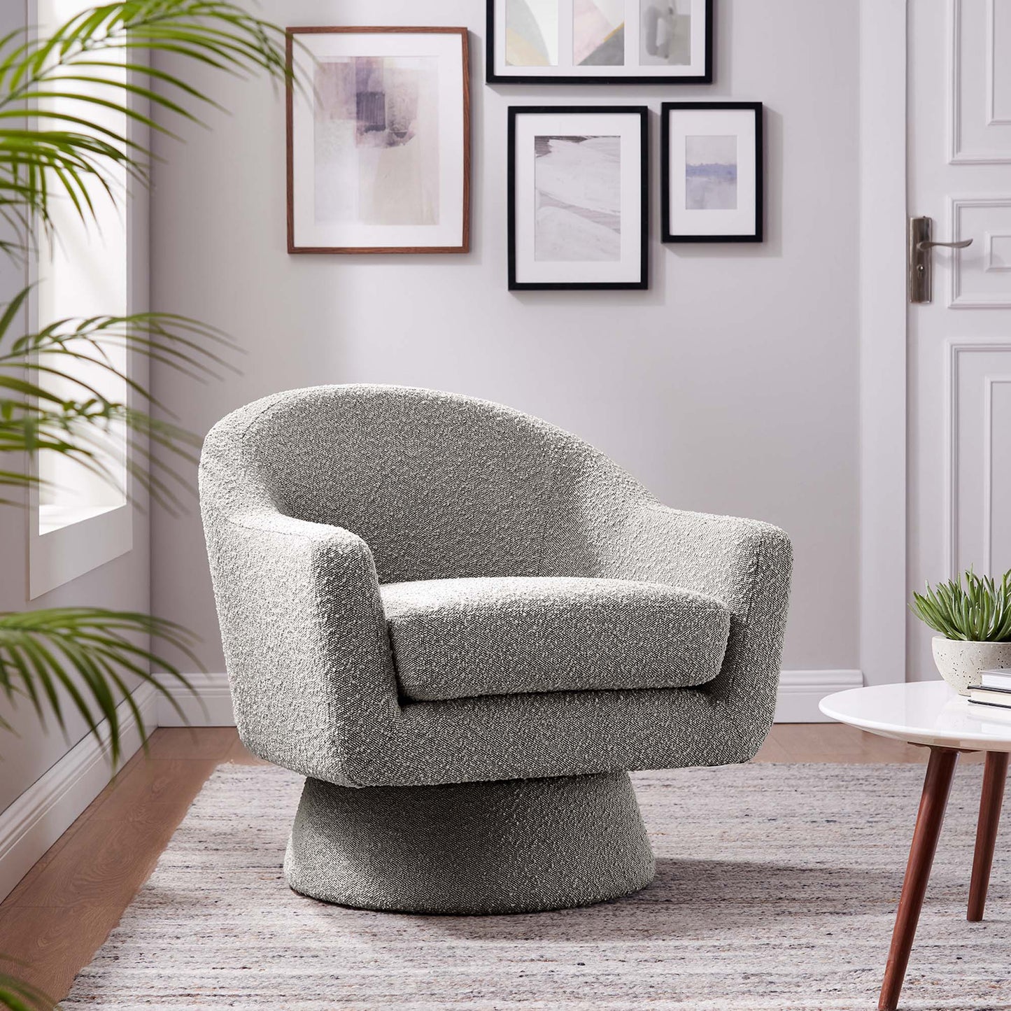 Astral Boucle Fabric Swivel Chair