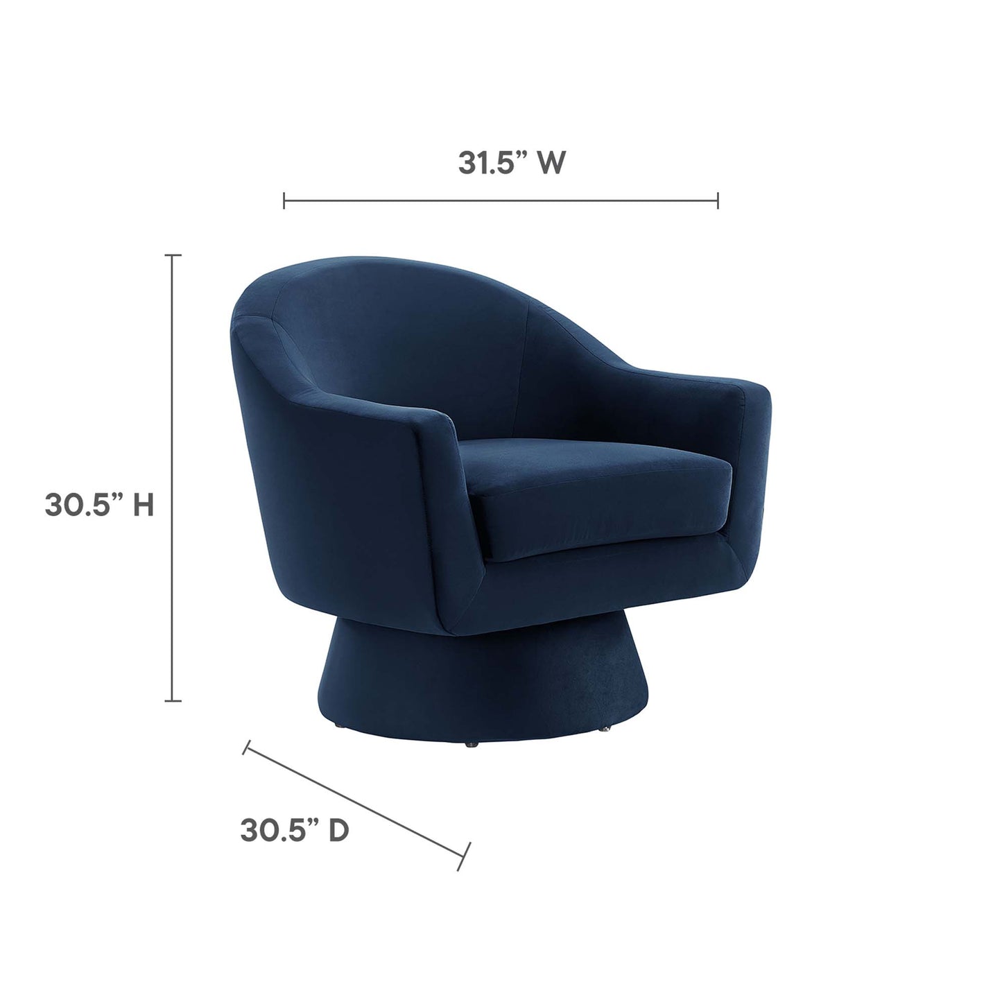 Astral Performance Velvet Fabric and Wood Swivel Chair