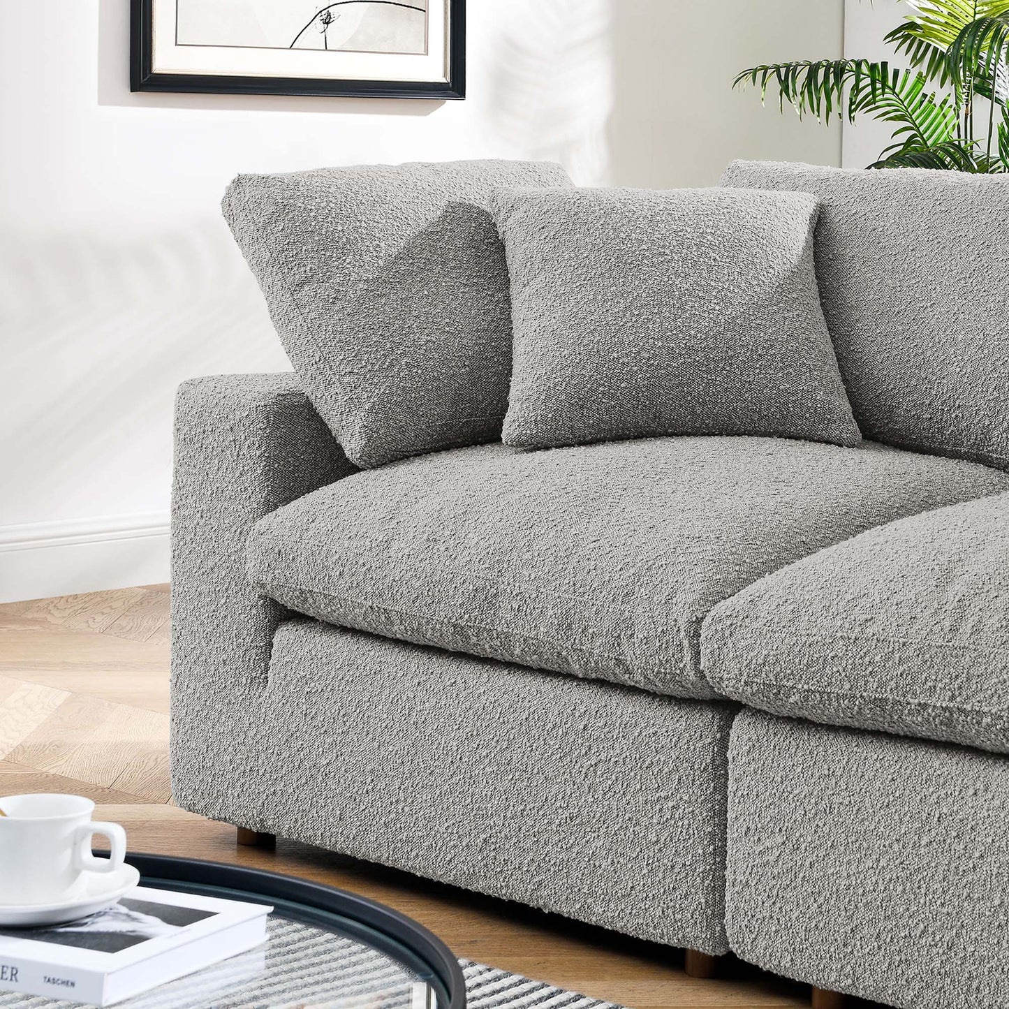 Commix Down Filled Overstuffed Boucle Fabric Loveseat