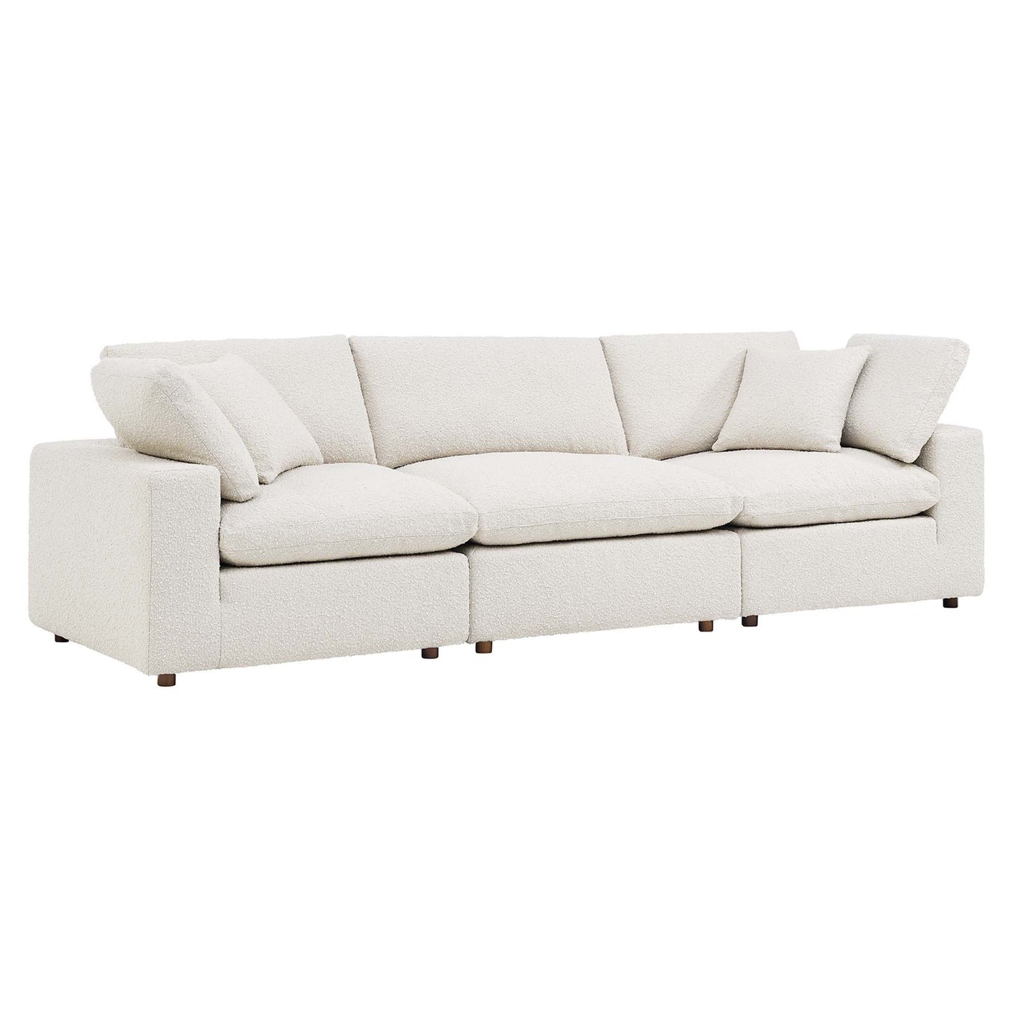 Commix Down Filled Overstuffed Boucle Fabric 3-Seater Sofa