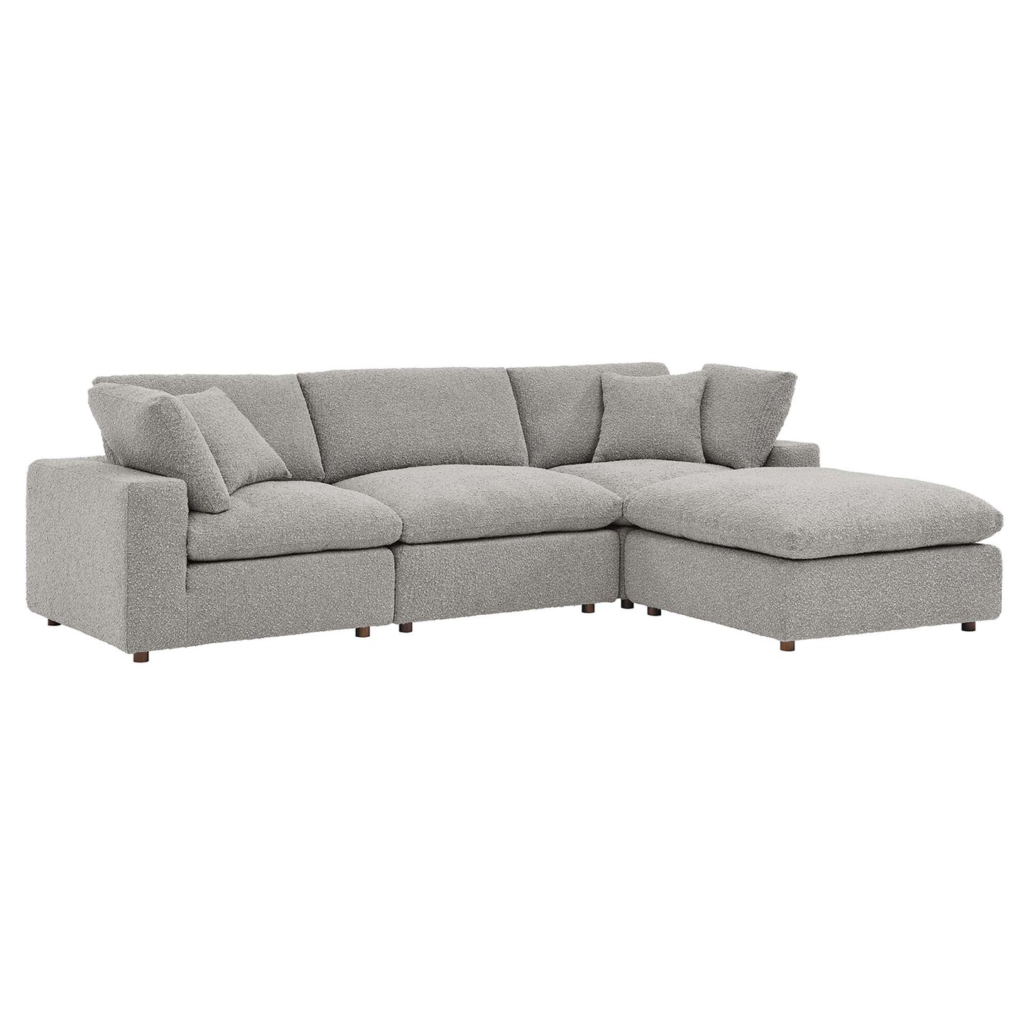 Commix 4-Piece Down Filled Overstuffed Boucle Fabric Sectional Sofa