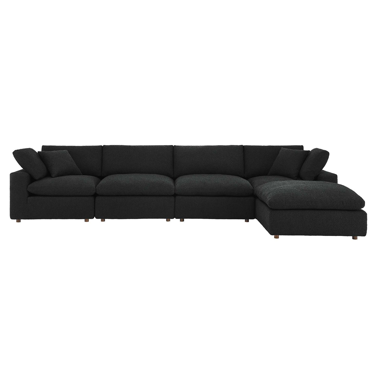 Commix 5-Piece Down Filled Overstuffed Boucle Fabric Sectional Sofa