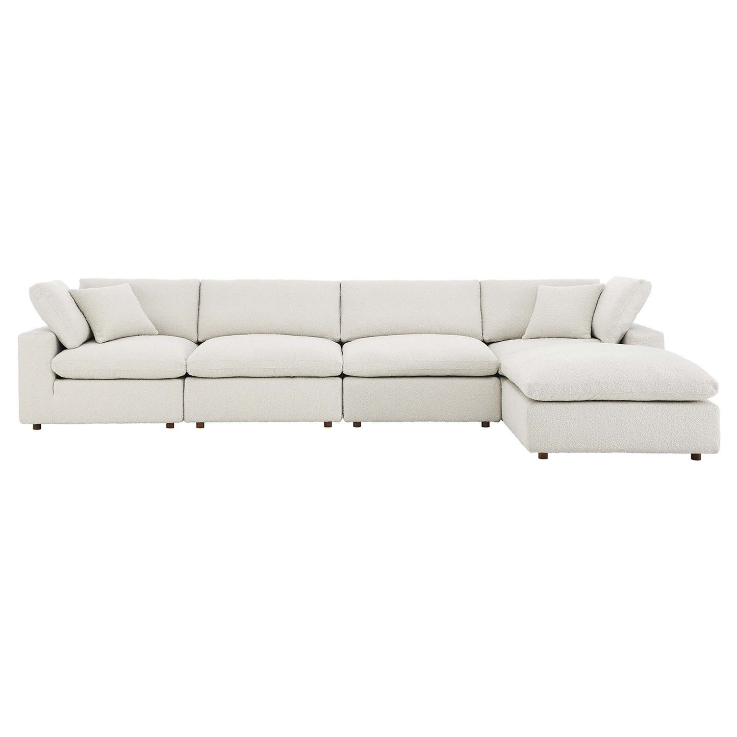 Commix 5-Piece Down Filled Overstuffed Boucle Fabric Sectional Sofa