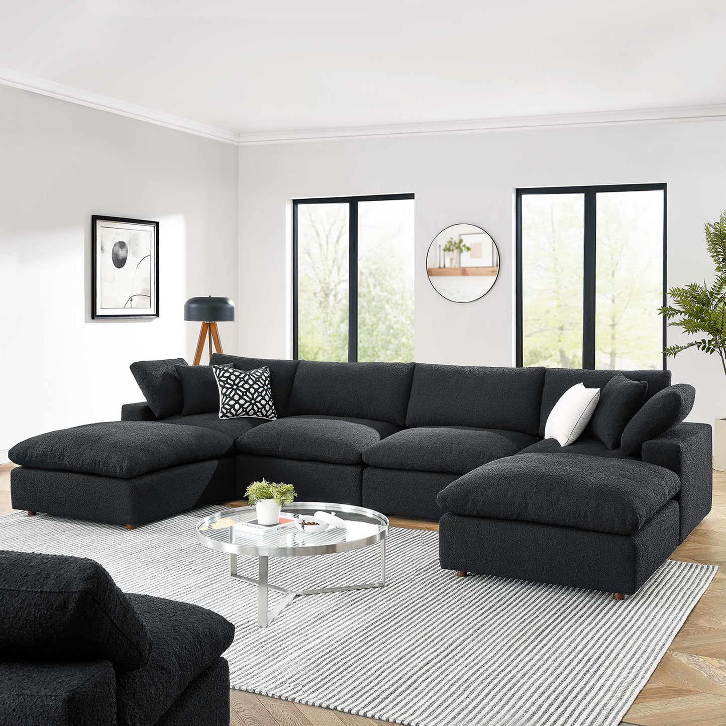 Commix 6-Piece Down Filled Overstuffed Boucle Sectional Sofa