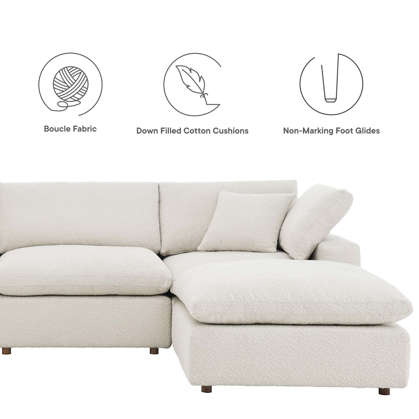 Commix 6-Piece Down Filled Overstuffed Boucle Sectional Sofa