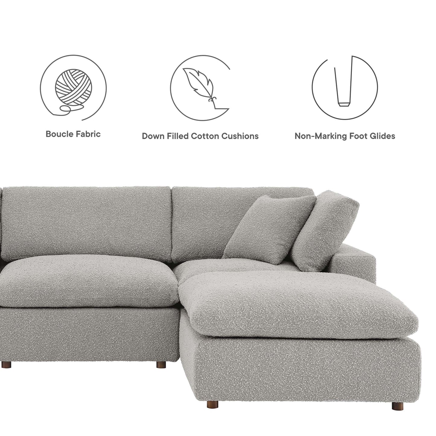 Commix 6-Piece Down Filled Overstuffed Boucle Sectional Sofa