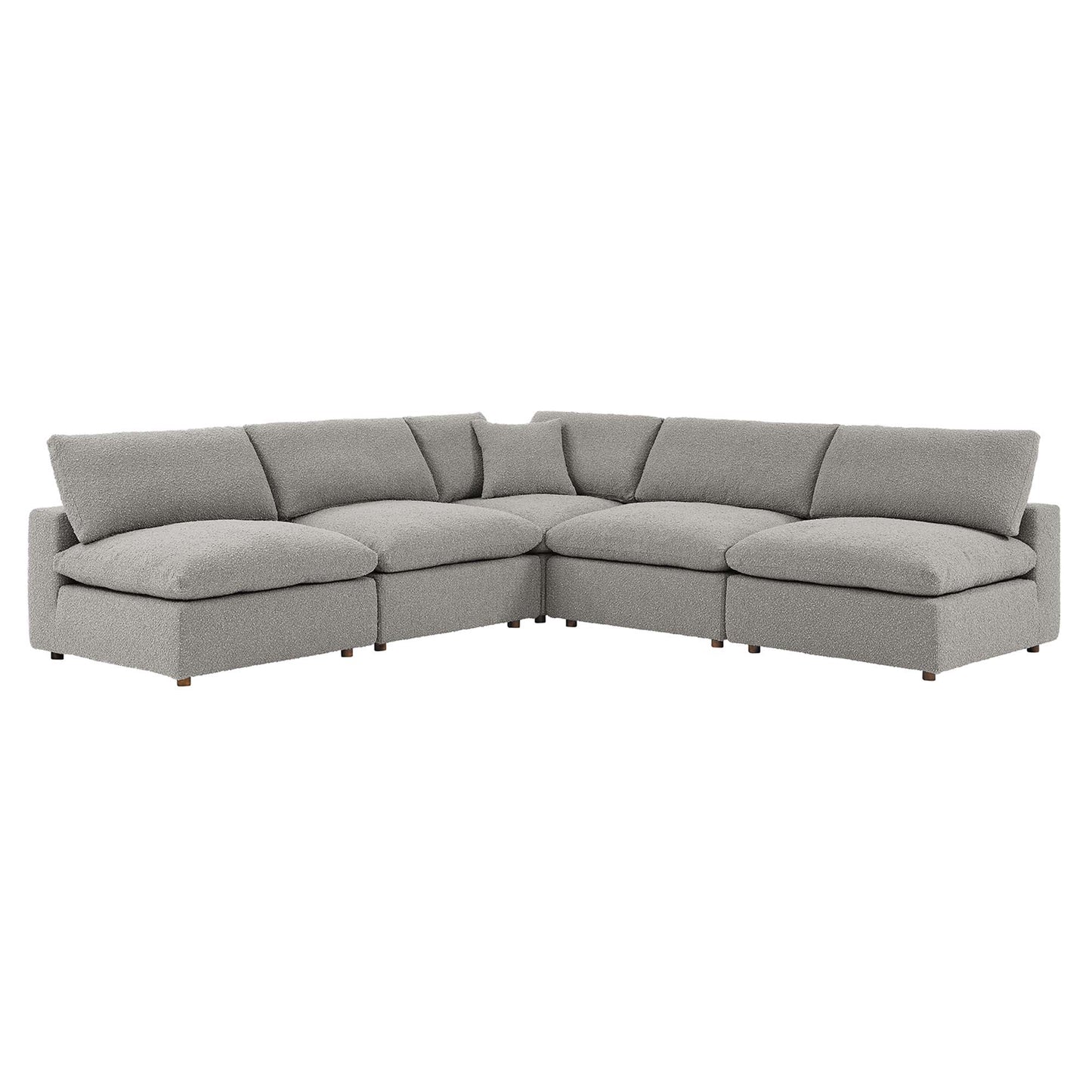 Commix 5-Piece Down Filled Overstuffed Boucle Fabric Sectional Sofa