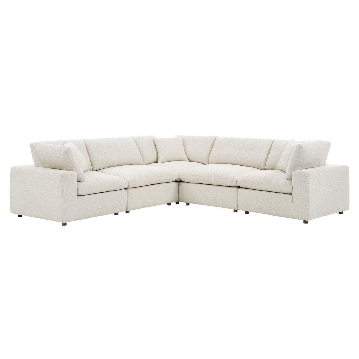 Commix 5-Piece Down Filled Overstuffed Boucle Sectional Sofa