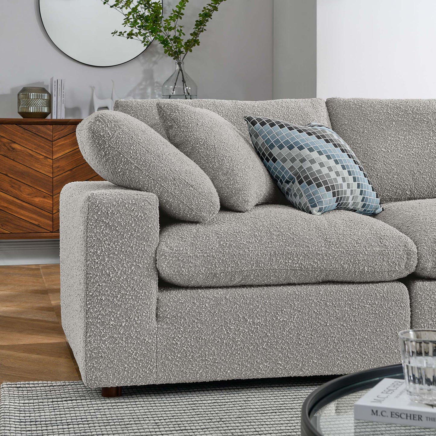 Commix 5-Piece Down Filled Overstuffed Boucle Sectional Sofa