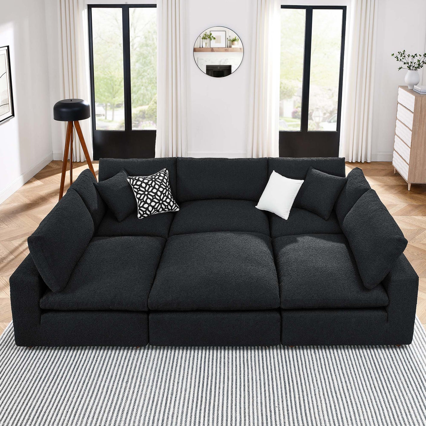 Commix 6-Piece Down Filled Overstuffed Boucle Fabric Sectional Sofa