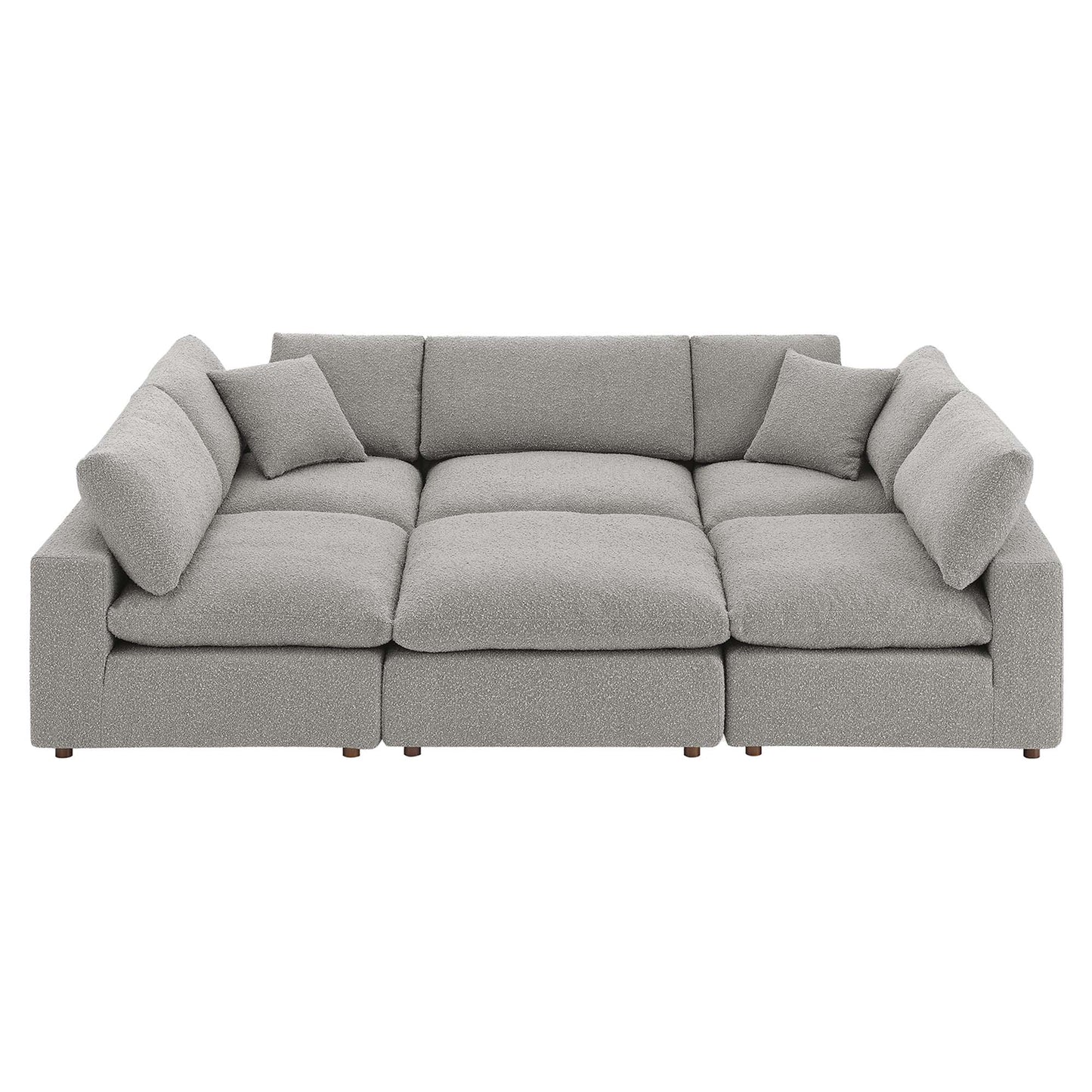 Commix 6-Piece Down Filled Overstuffed Boucle Fabric Sectional Sofa