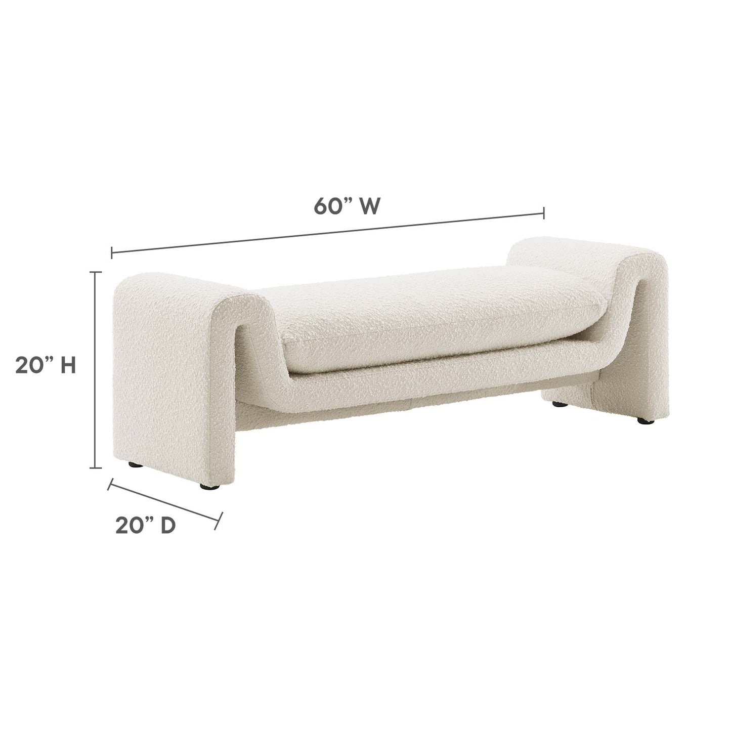 Waverly Boucle Fabric Bench