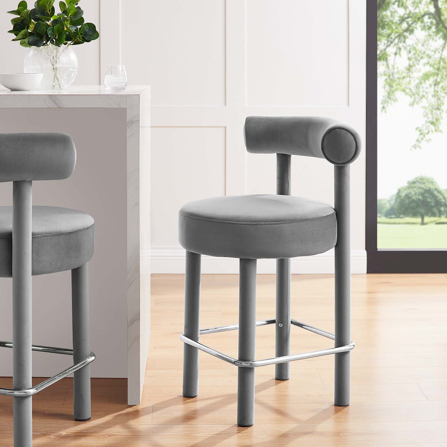 Toulouse Performance Velvet Counter Stool