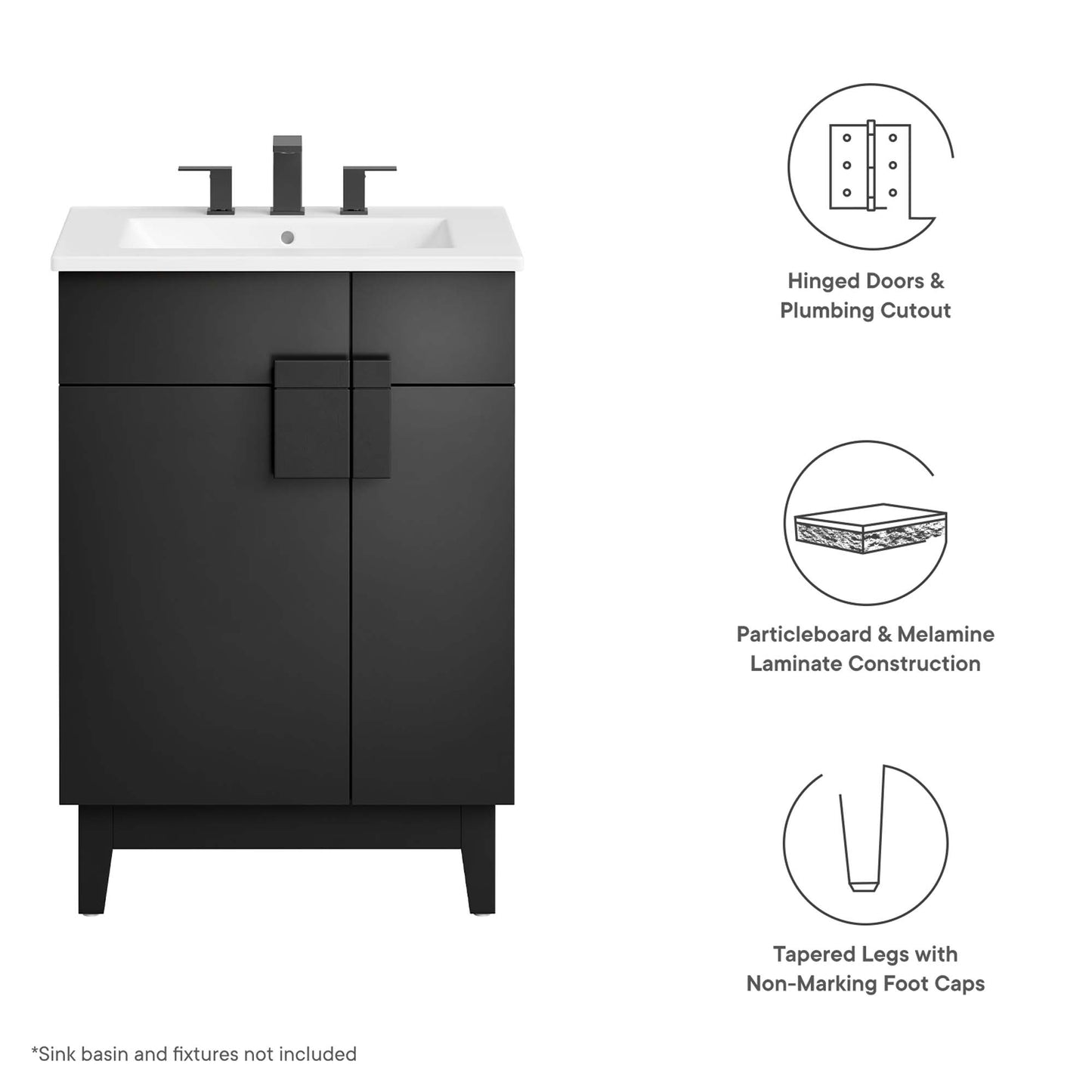 Miles 24” Bathroom Vanity Cabinet (Sink Basin Not Included)