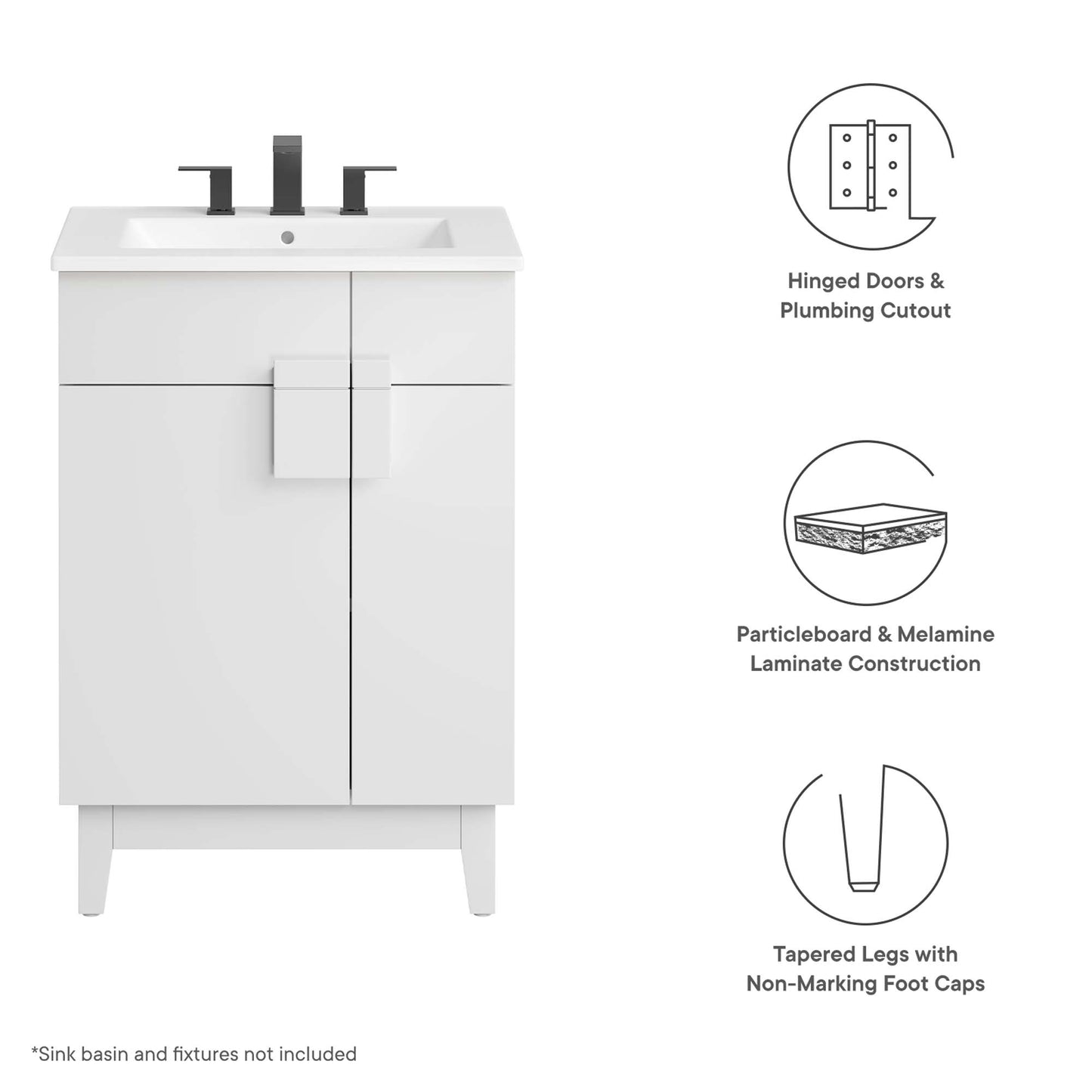 Miles 24” Bathroom Vanity Cabinet (Sink Basin Not Included)