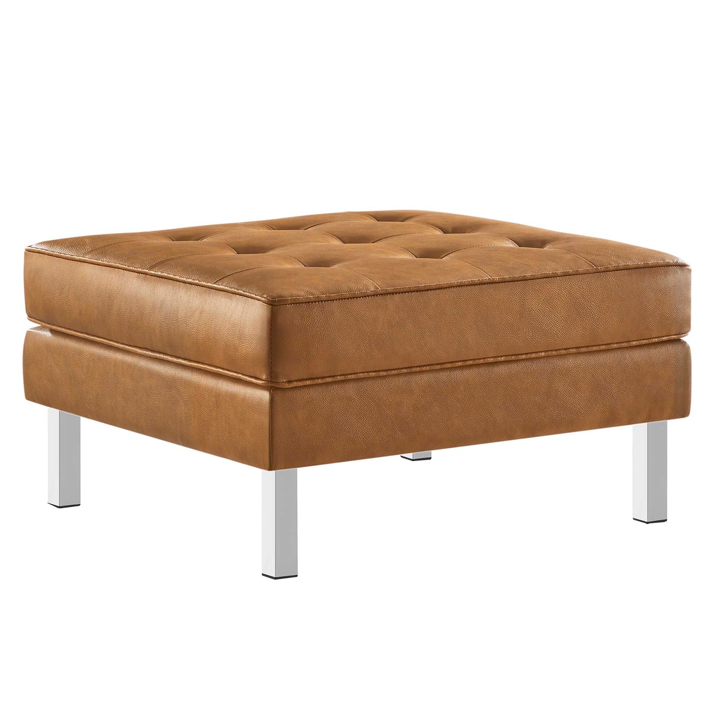 Loft Tufted Vegan Leather Armchair and Ottoman Set