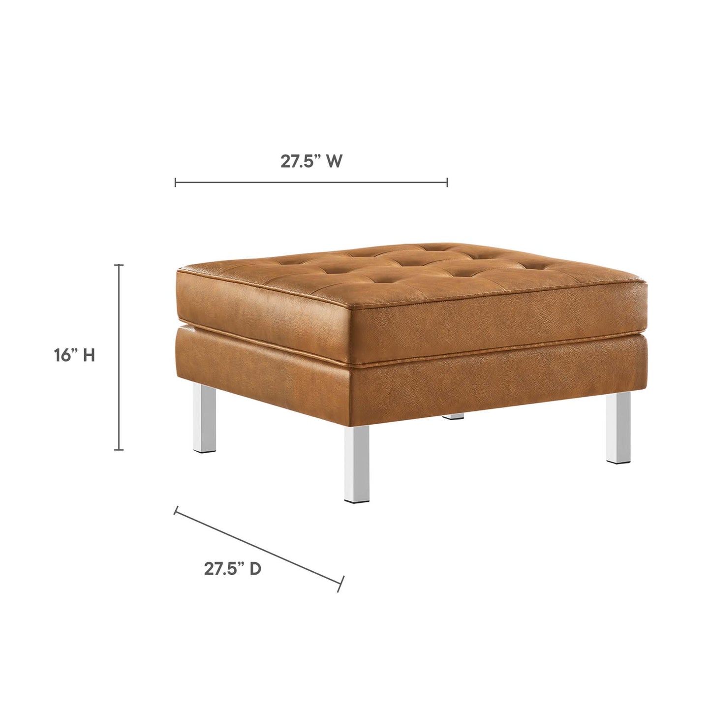 Loft Tufted Vegan Leather Armchair and Ottoman Set