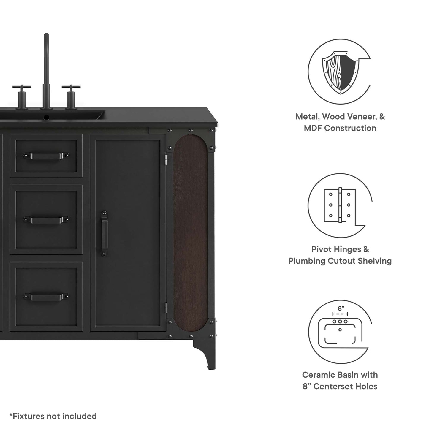 Steamforge 48" Single Sink Bathroom Vanity