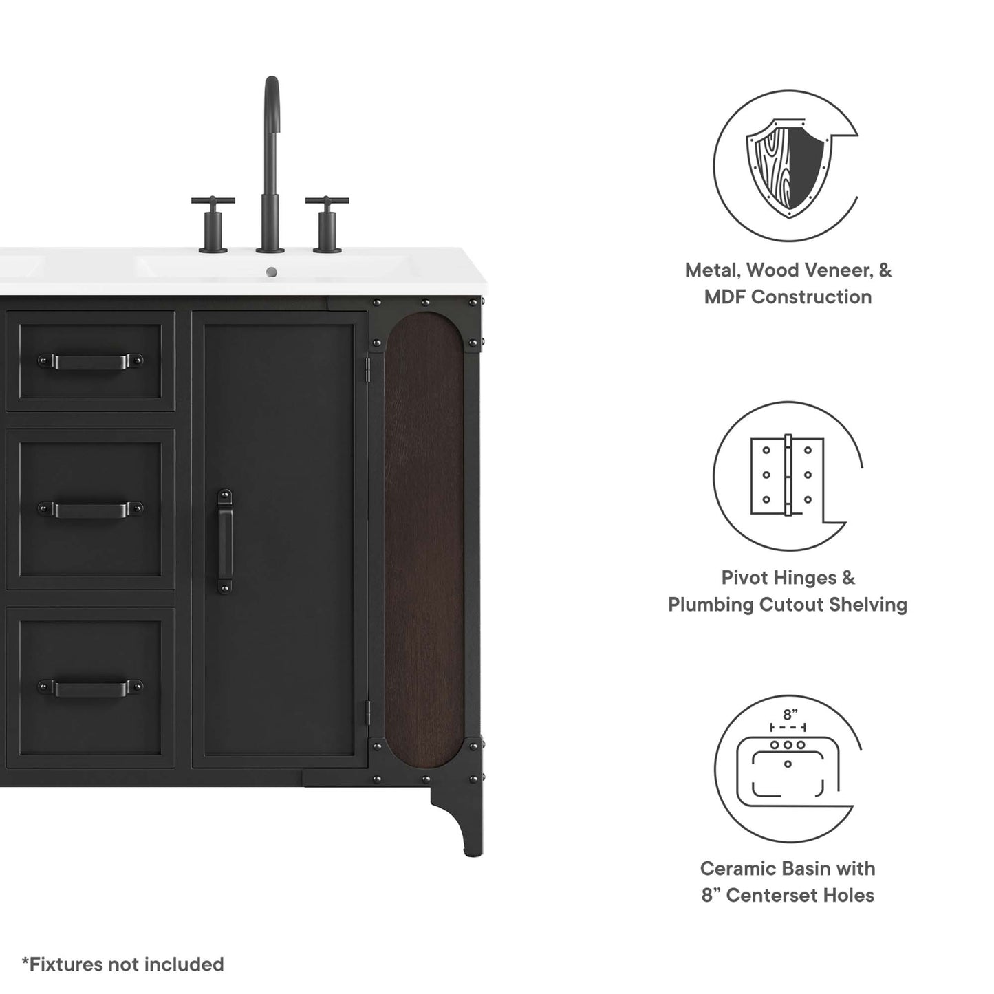 Steamforge 48" Double Sink Bathroom Vanity