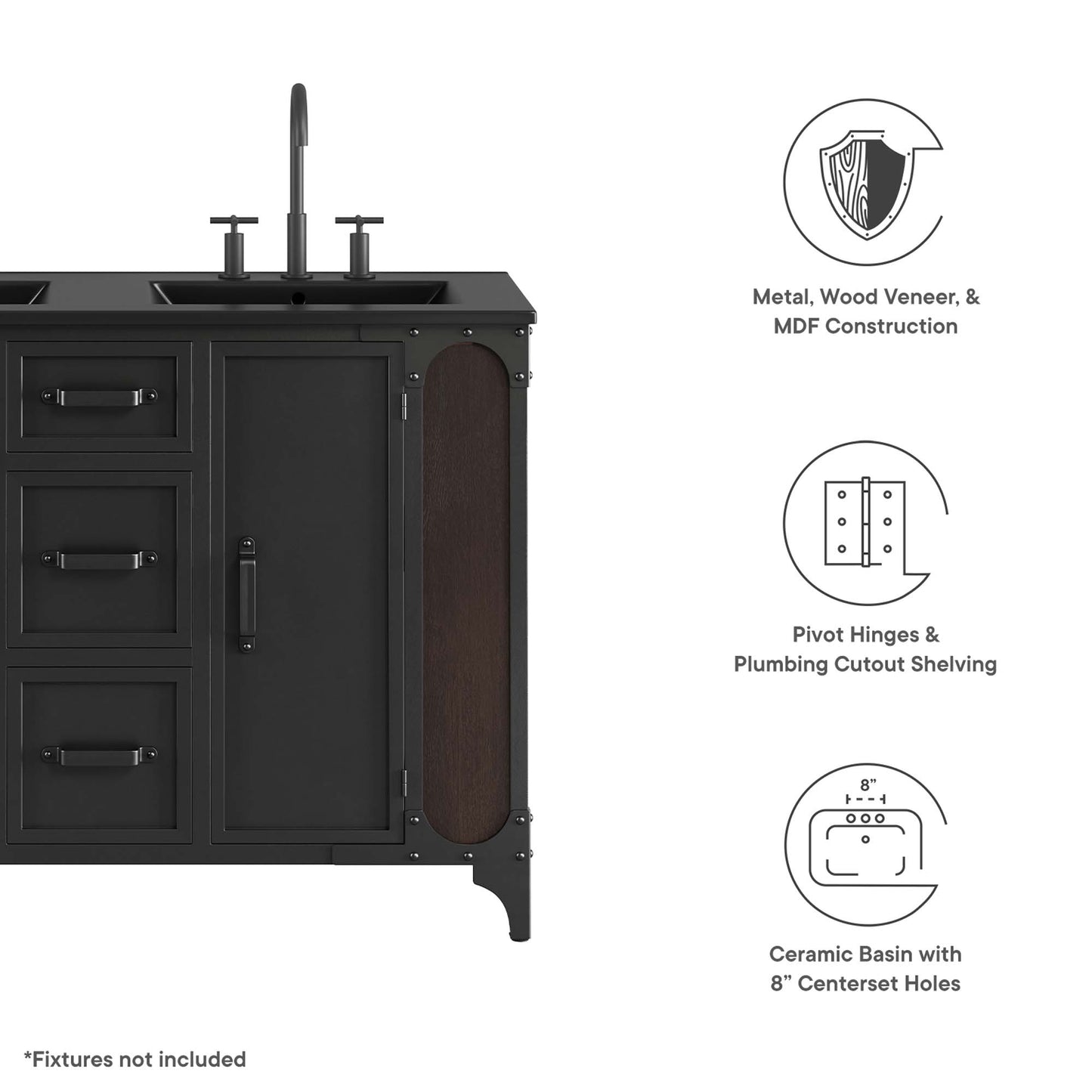 Steamforge 48" Double Sink Bathroom Vanity