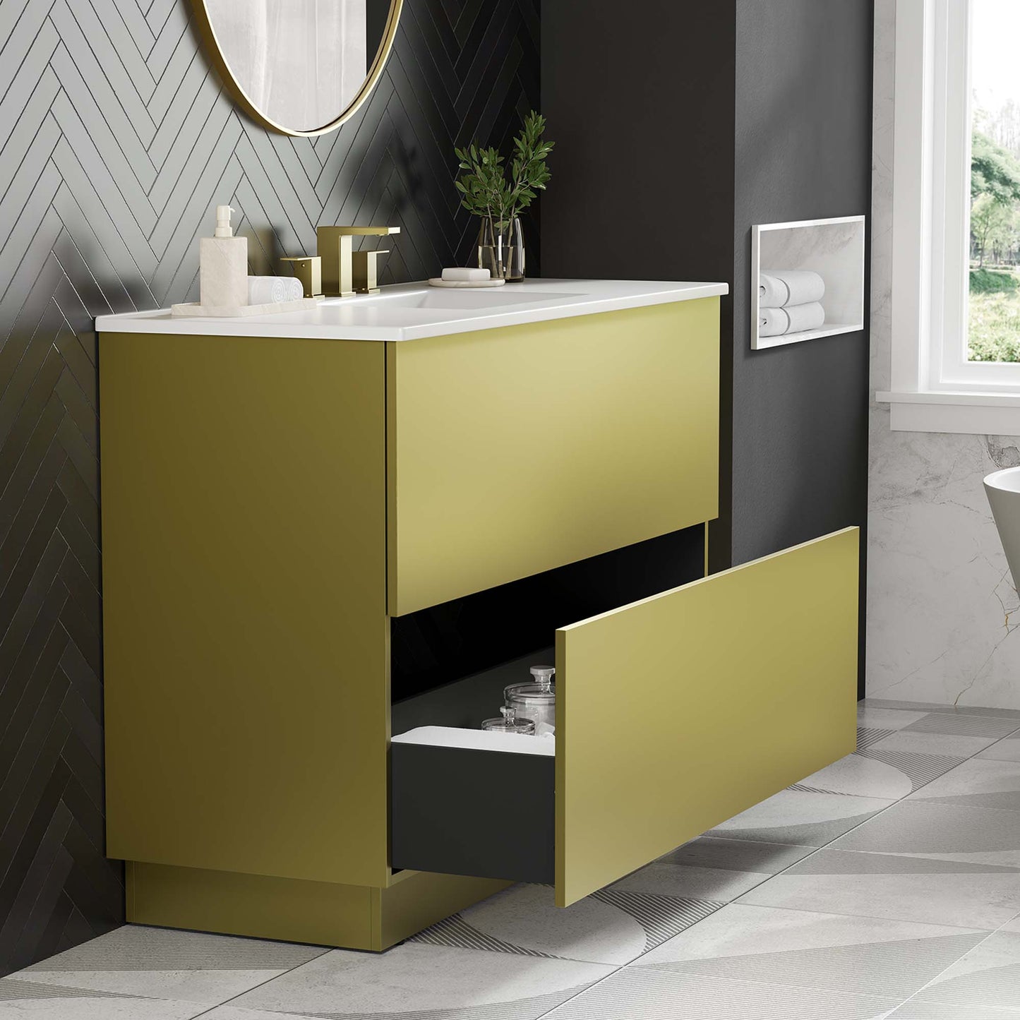 Mueble de baño con lavabo individual Quantum de 48" de Modway