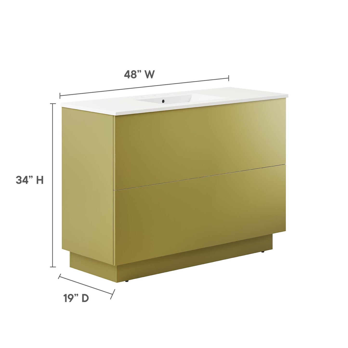 Mueble de baño con lavabo individual Quantum de 48" de Modway