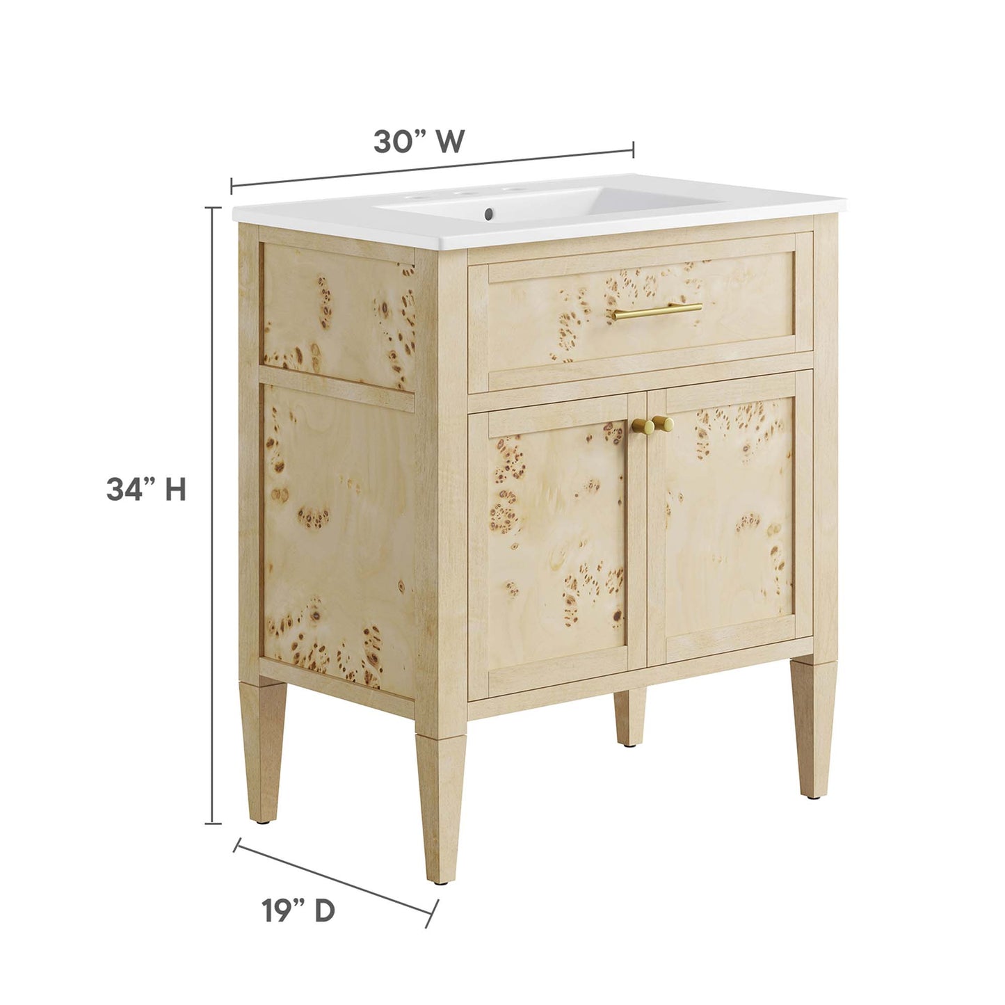 Elysian 30" Wood Bathroom Vanity