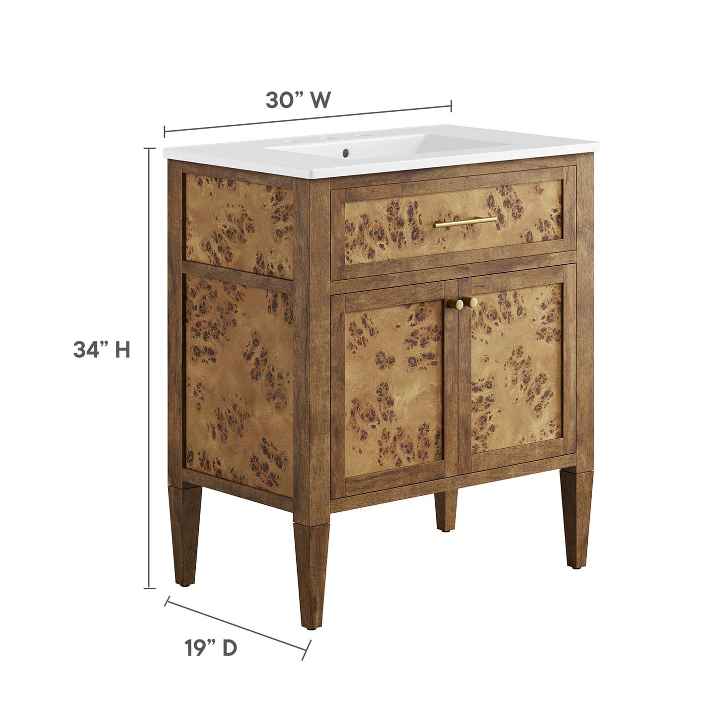 Elysian 30" Wood Bathroom Vanity