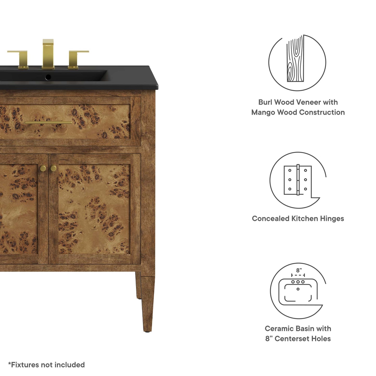 Elysian 30" Wood Bathroom Vanity