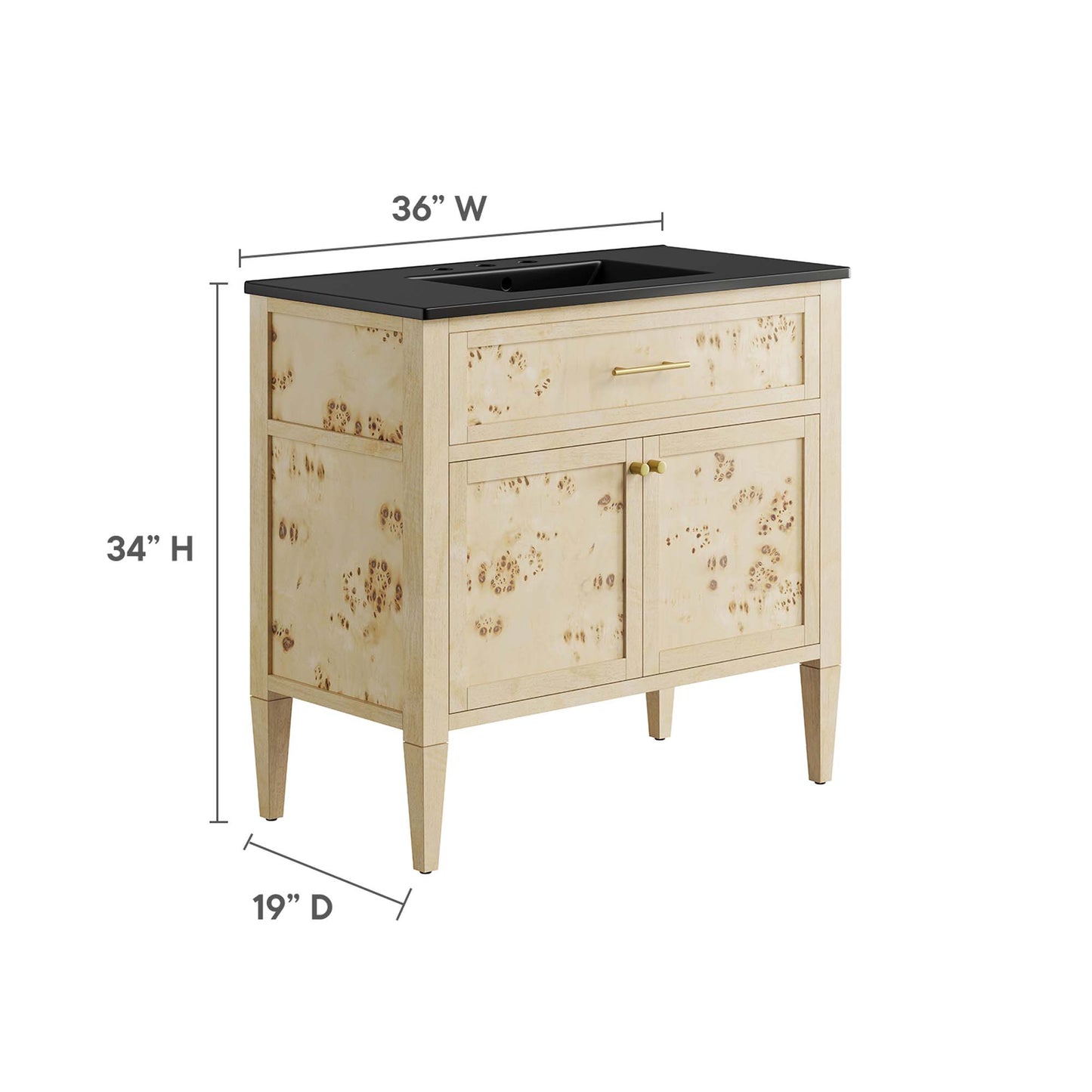 Elysian 36" Wood Bathroom Vanity