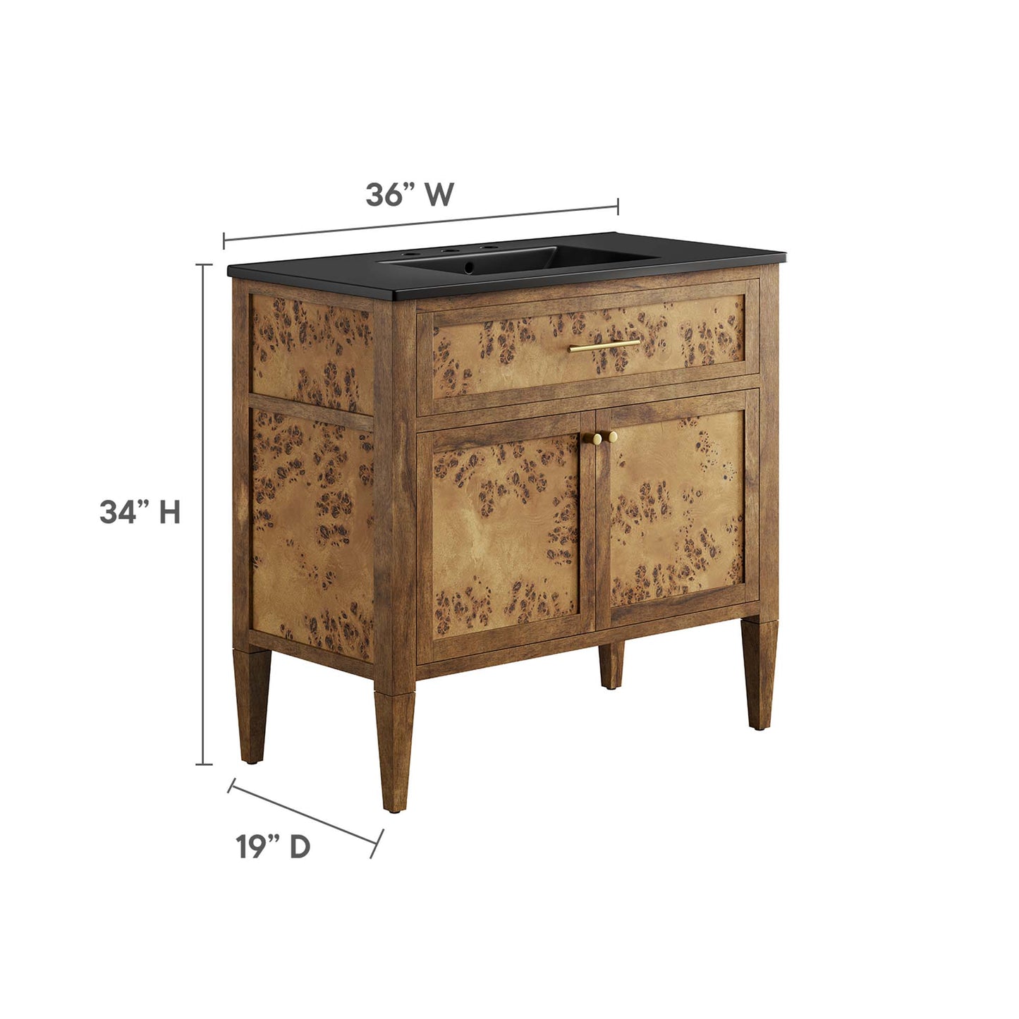 Elysian 36" Wood Bathroom Vanity