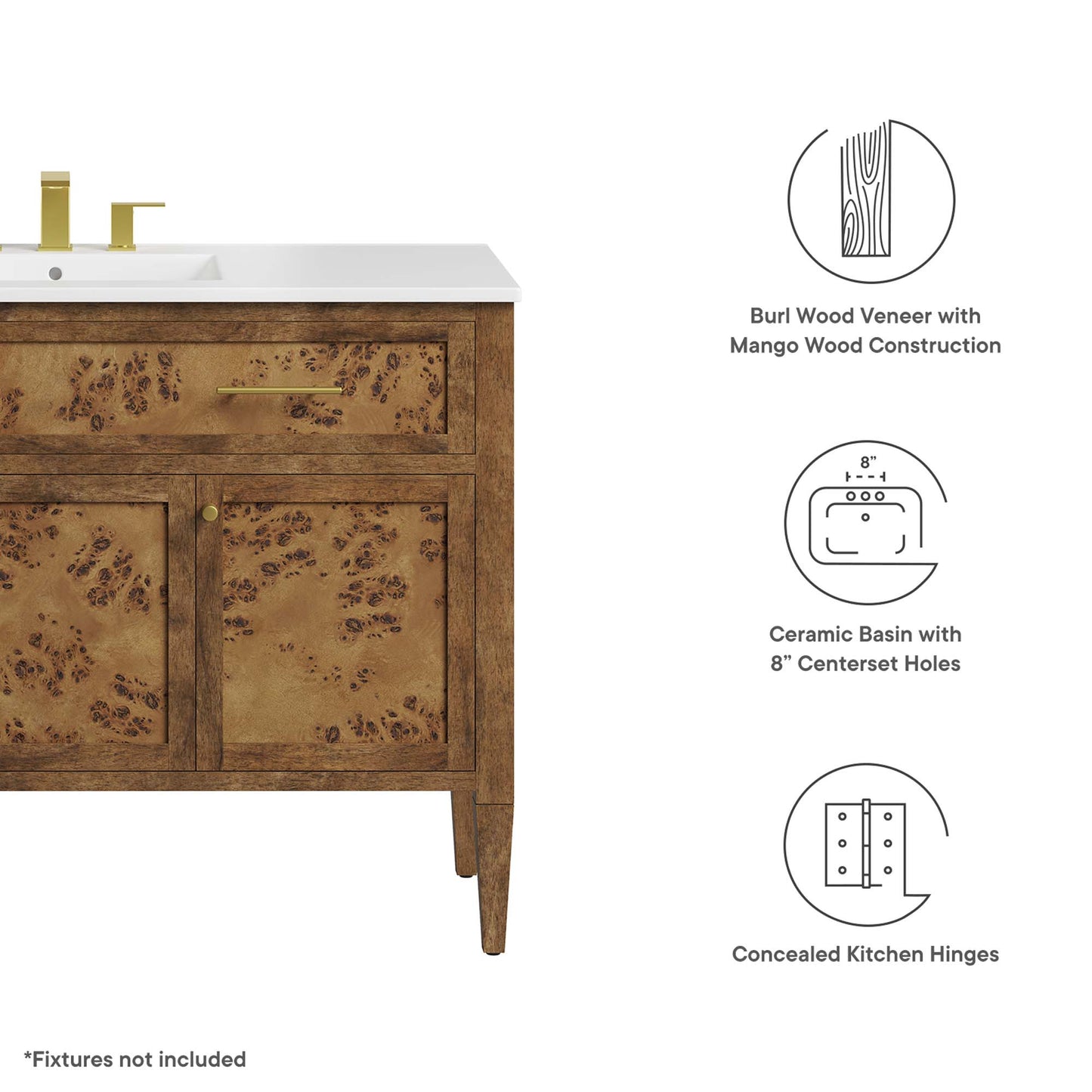 Elysian 48" Wood Single Sink Bathroom Vanity