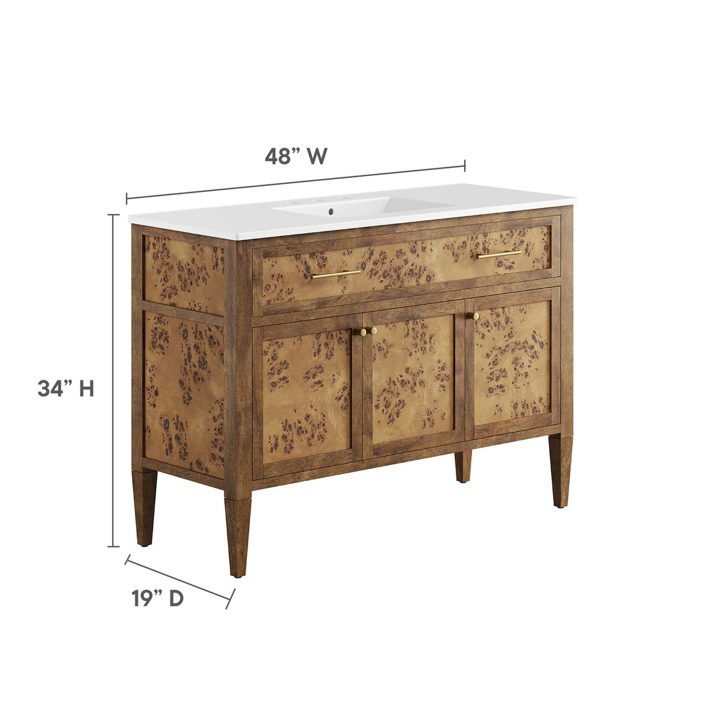 Elysian 48" Wood Single Sink Bathroom Vanity