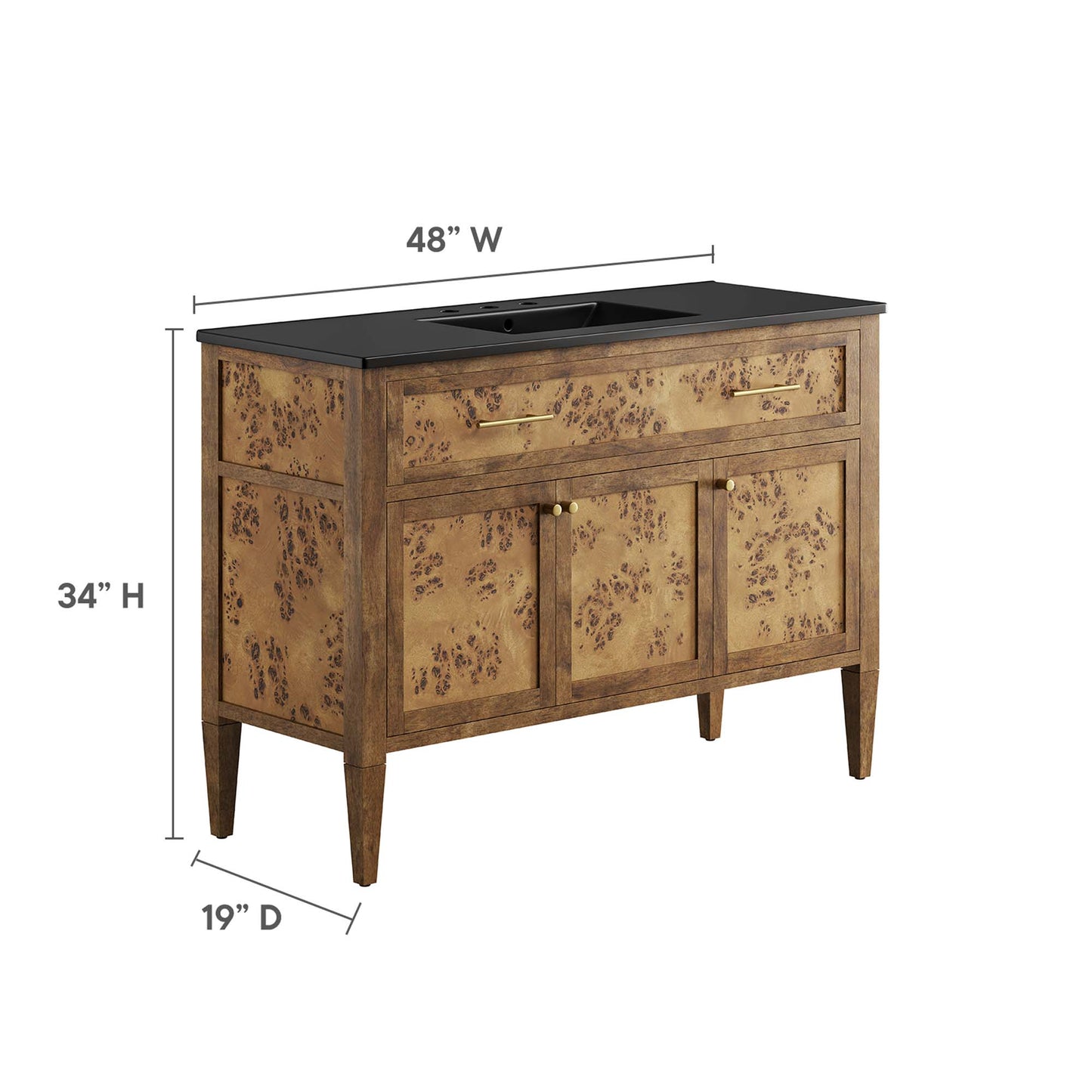 Elysian 48" Wood Single Sink Bathroom Vanity