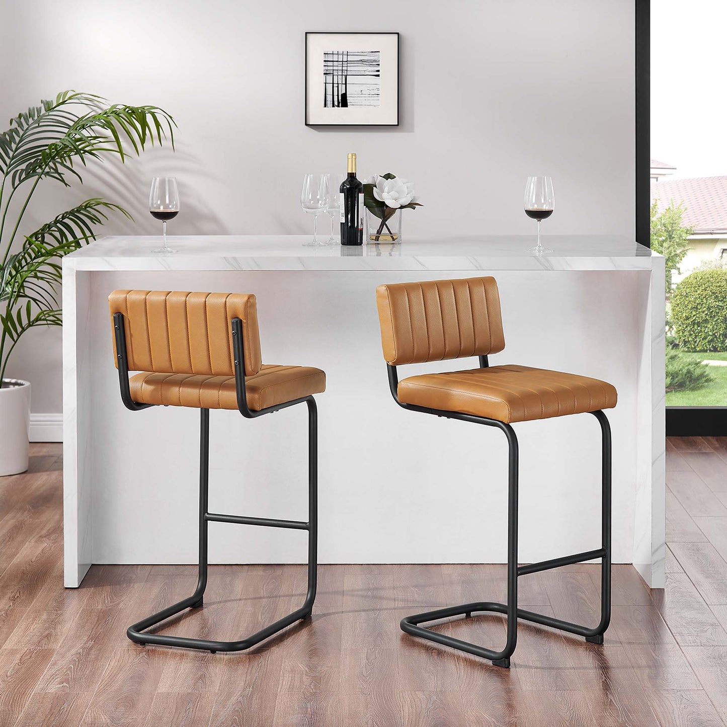 Parity Vegan Leather Counter Stools Set of 2