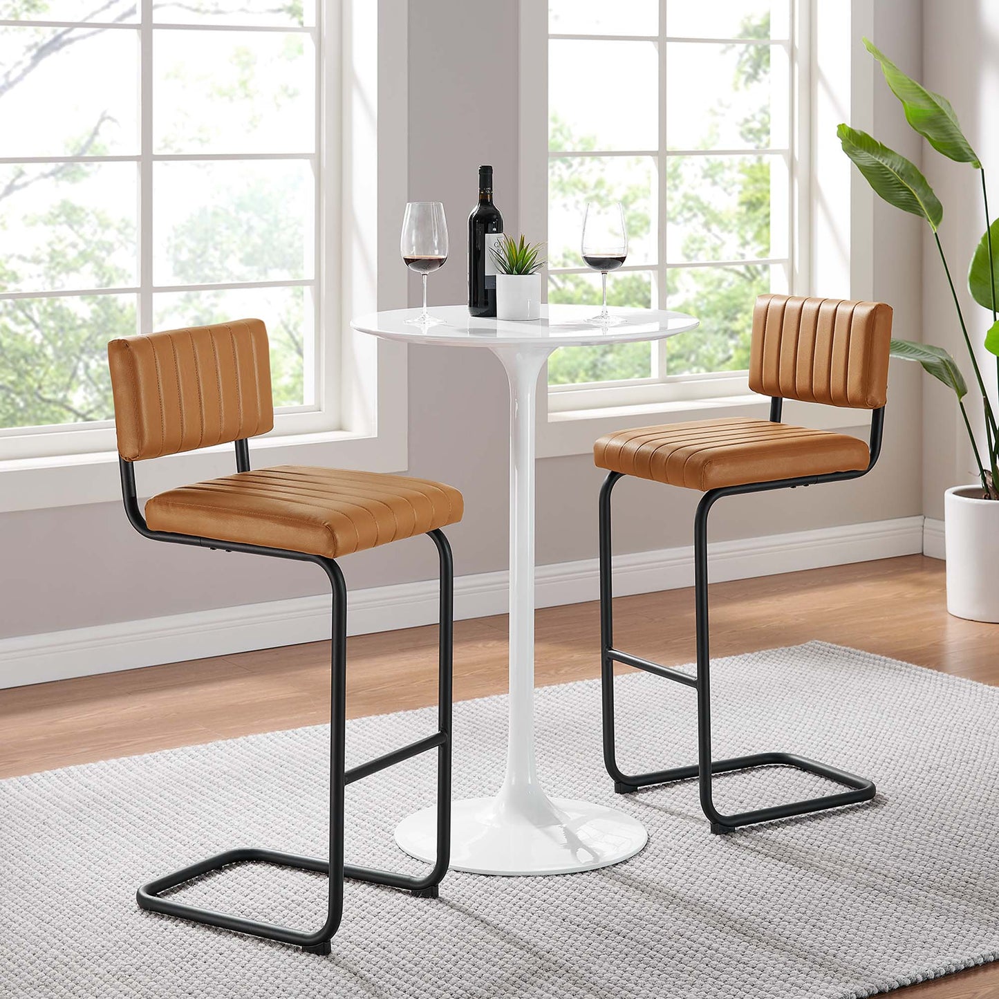 Lot de 2 tabourets de bar en cuir vegan Parity par Modway