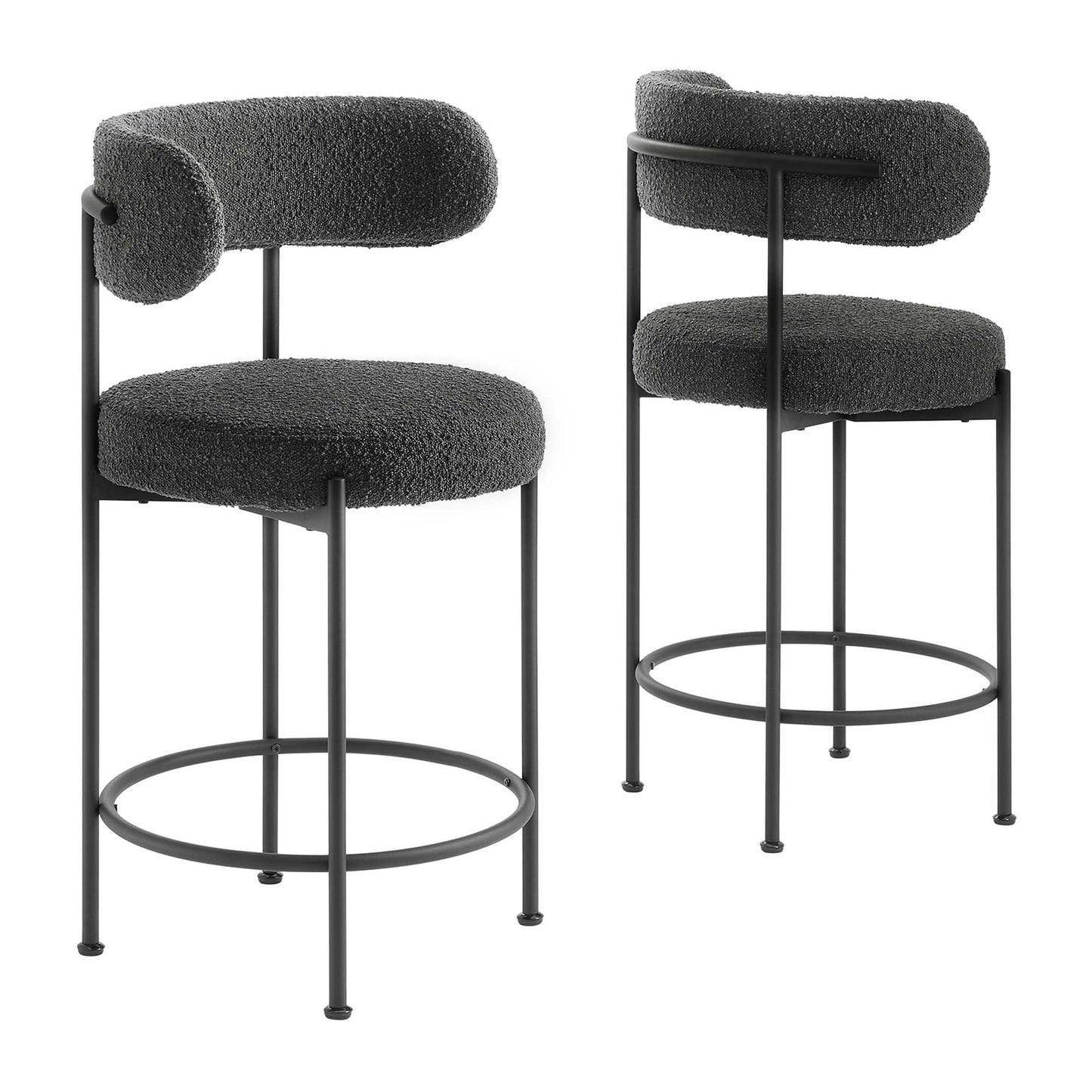 Albie Boucle Fabric Counter Stools Set of 2