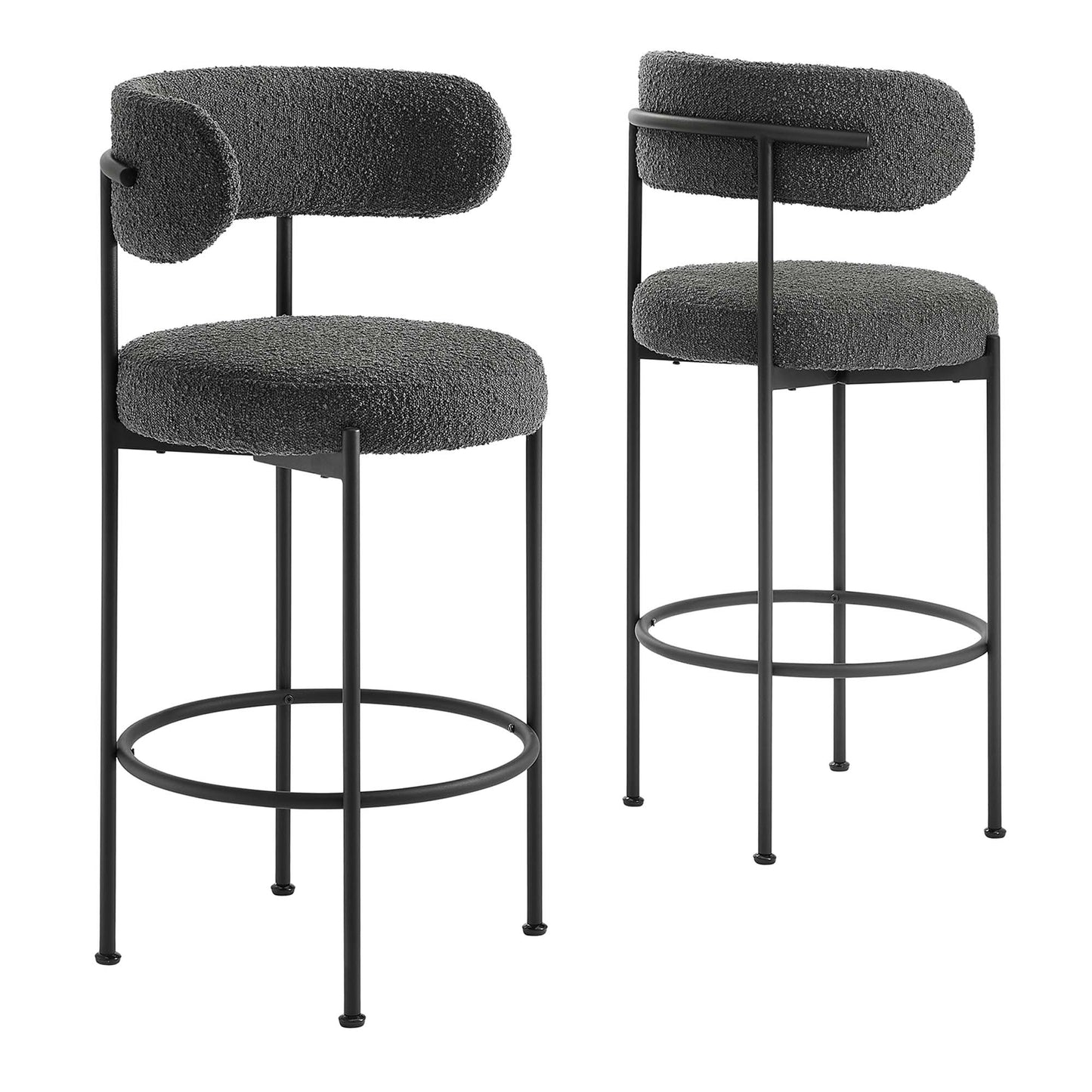 Albie Boucle Fabric Bar Stools Set of 2