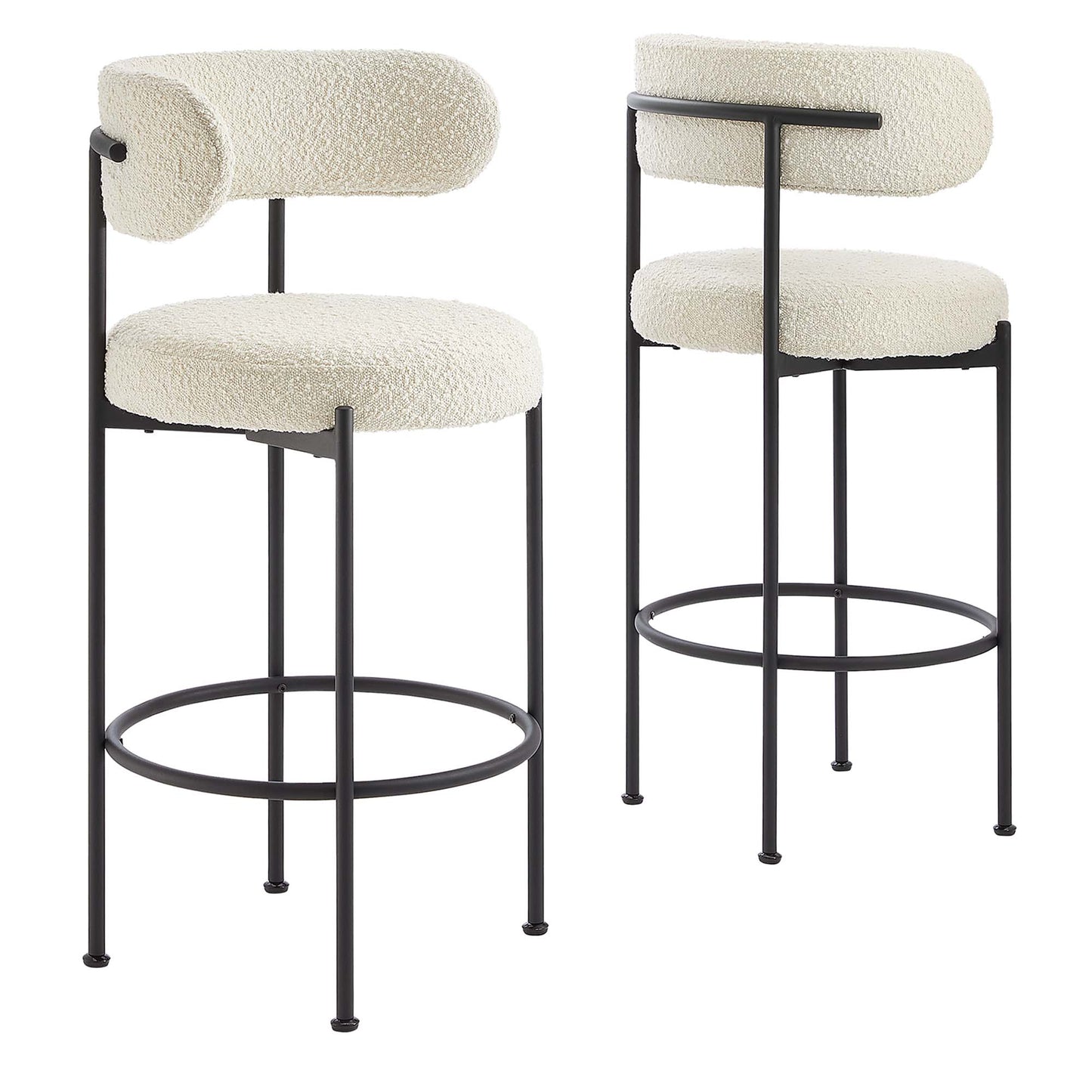 Albie Boucle Fabric Bar Stools Set of 2