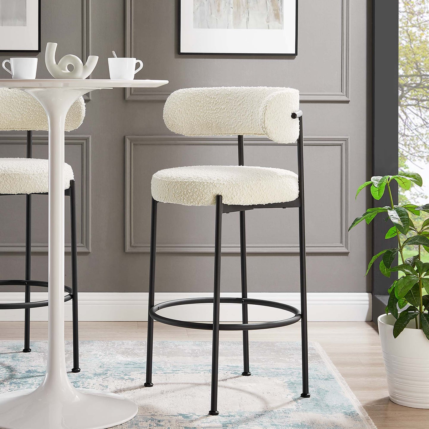 Albie Boucle Fabric Bar Stools Set of 2