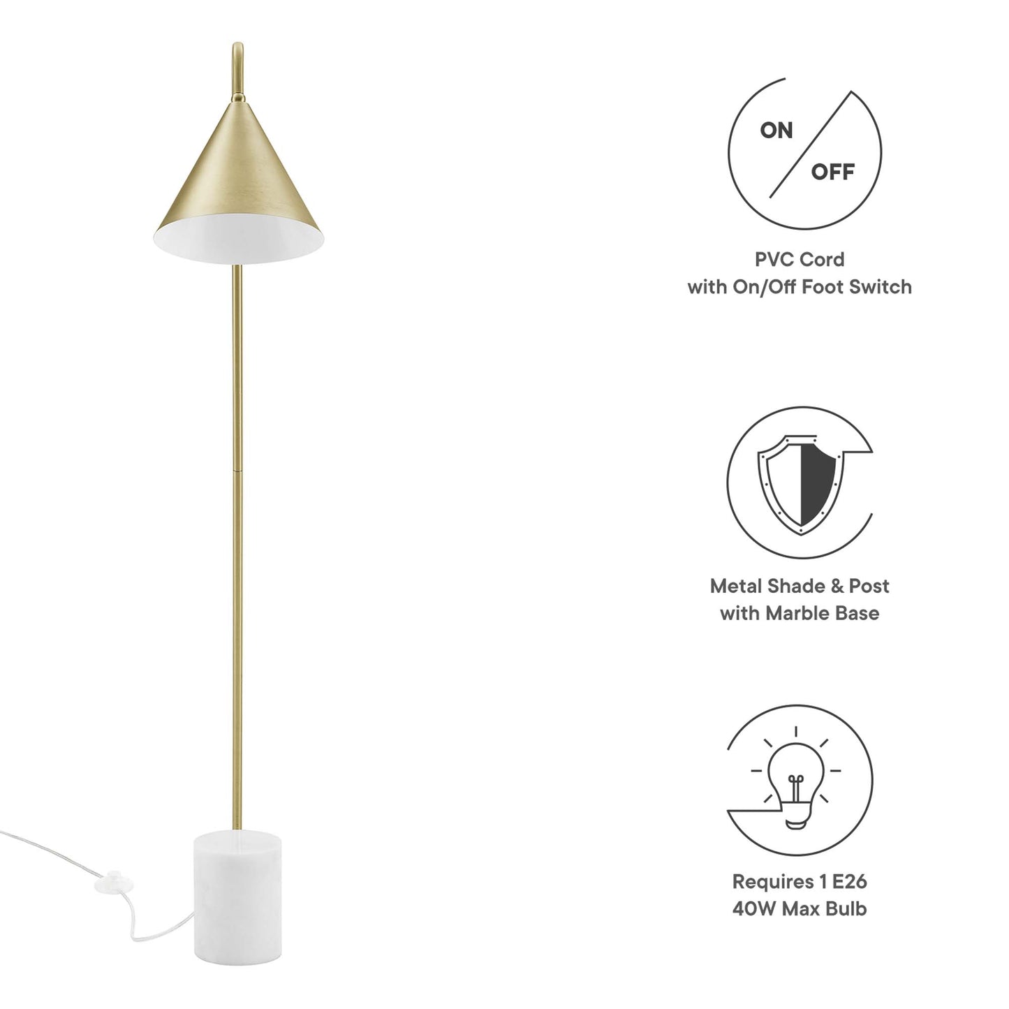 Ayla Marble Base Floor Lamp