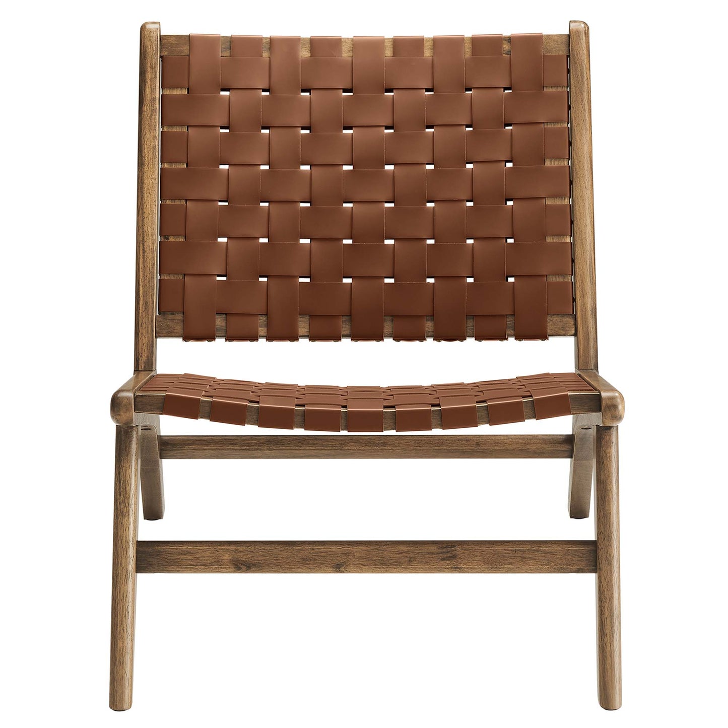 Saoirse Leather Wood Accent Lounge Chair