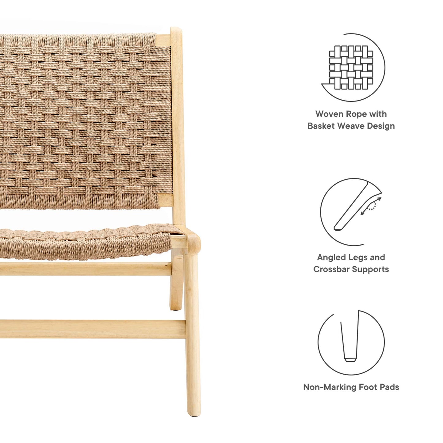 Saoirse Woven Rope Wood Accent Lounge Chair