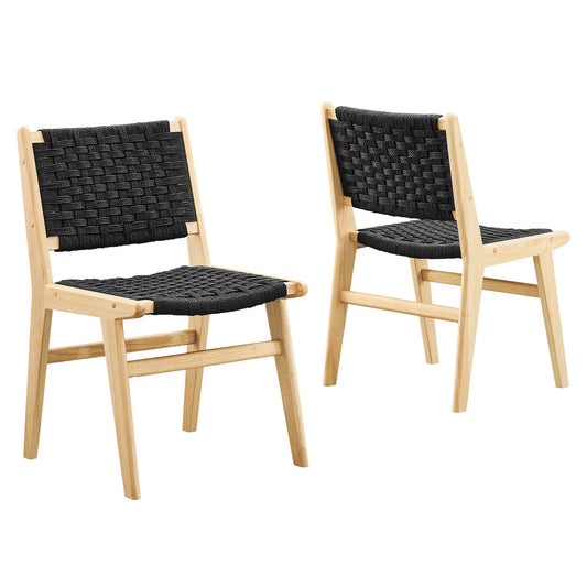 Saoirse Woven Rope Wood Dining Side Chair Set of 2