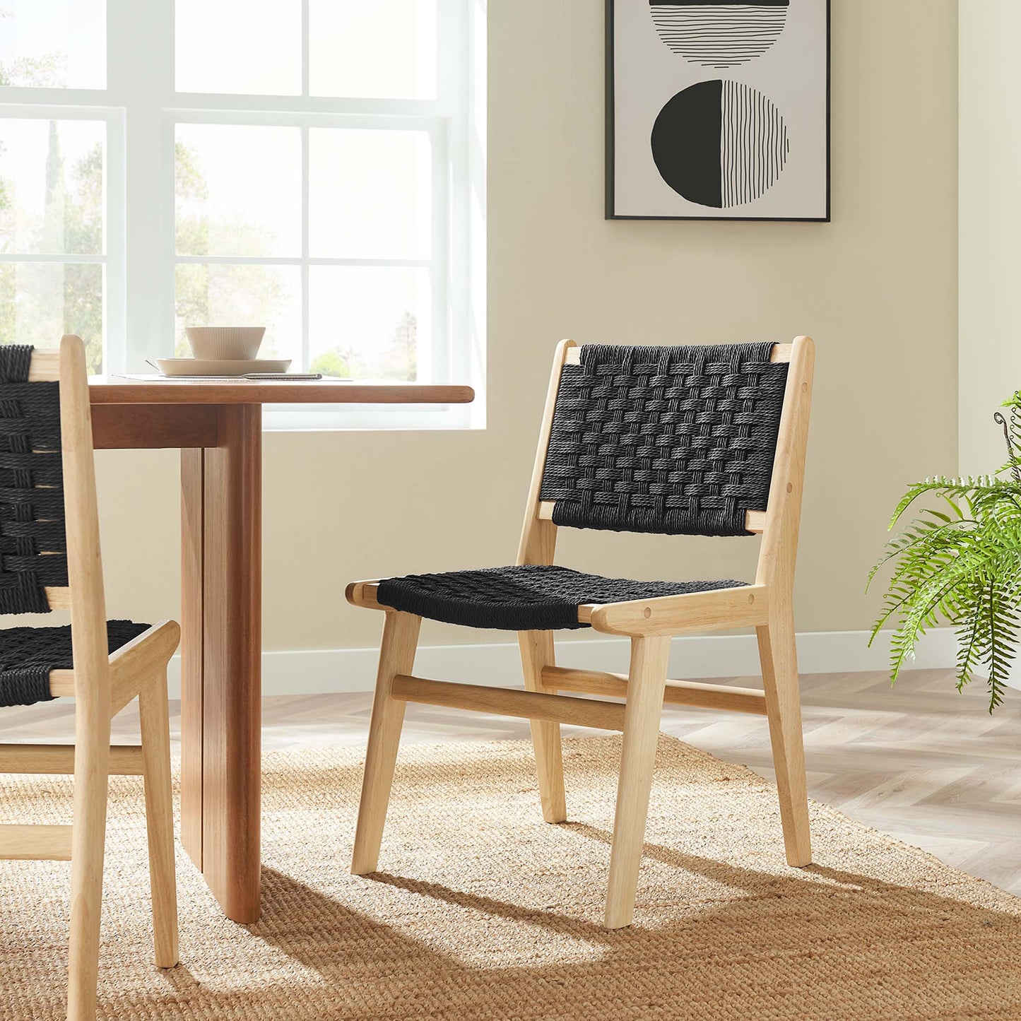 Saoirse Woven Rope Wood Dining Side Chair Set of 2