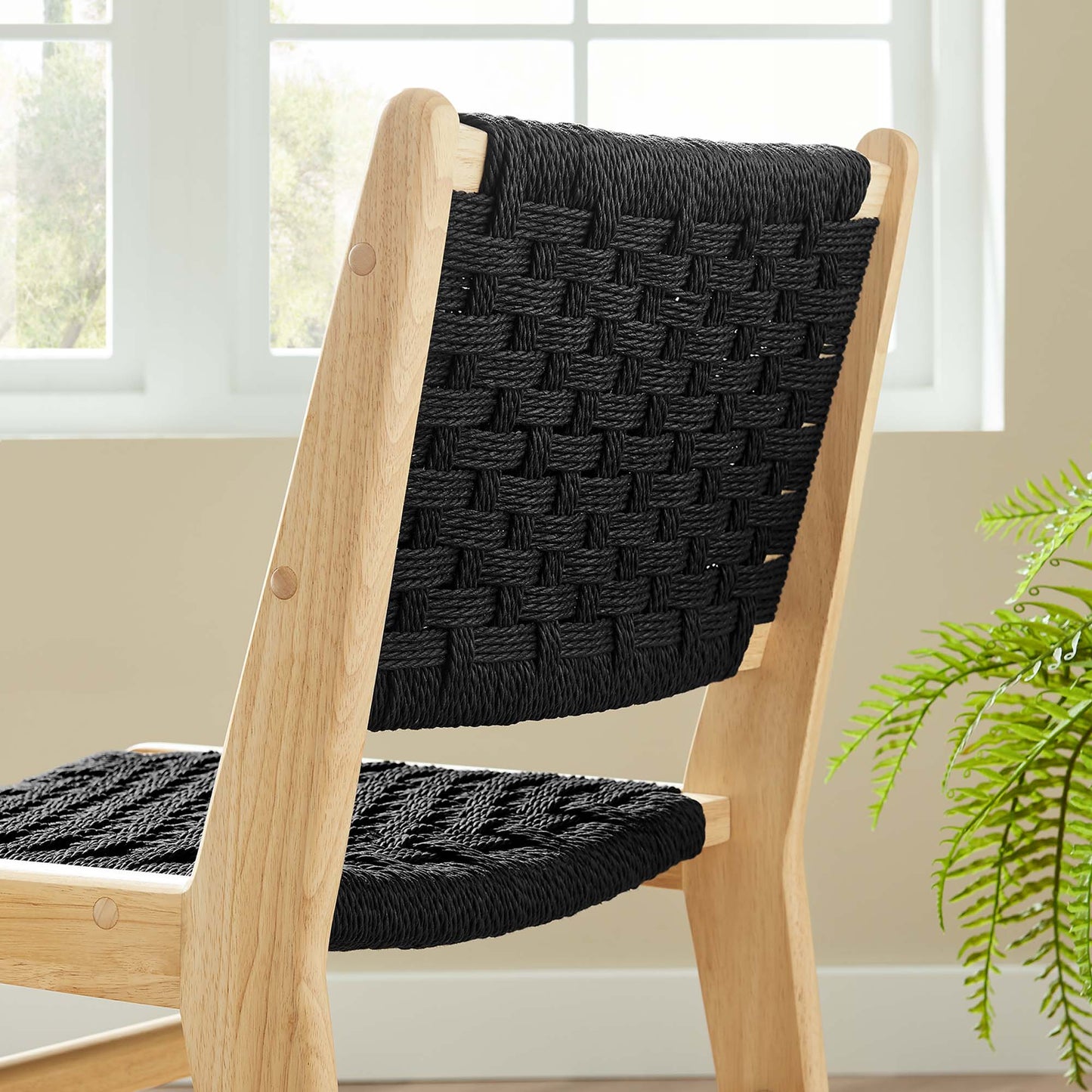 Saoirse Woven Rope Wood Dining Side Chair Set of 2