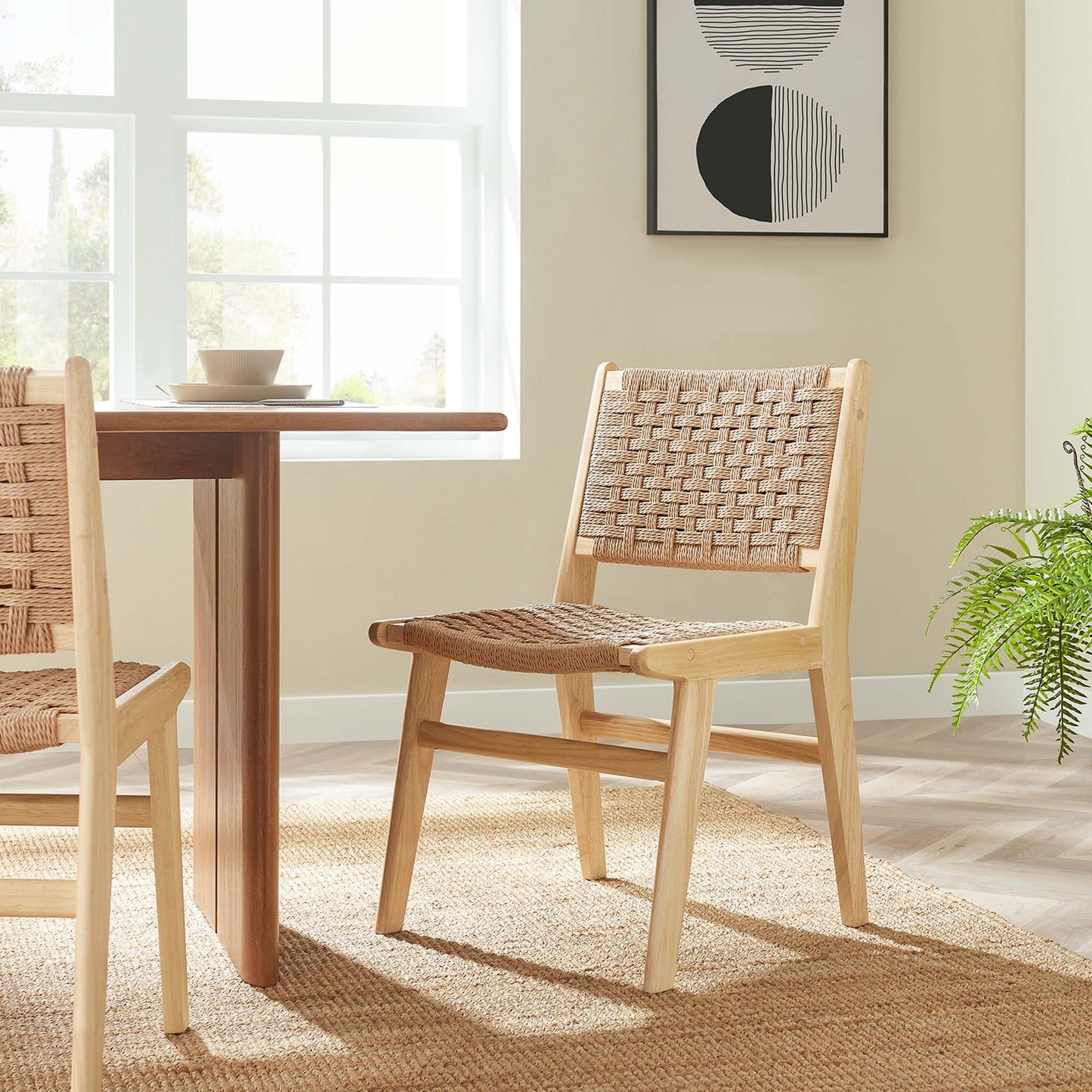 Saoirse Woven Rope Wood Dining Side Chair Set of 2